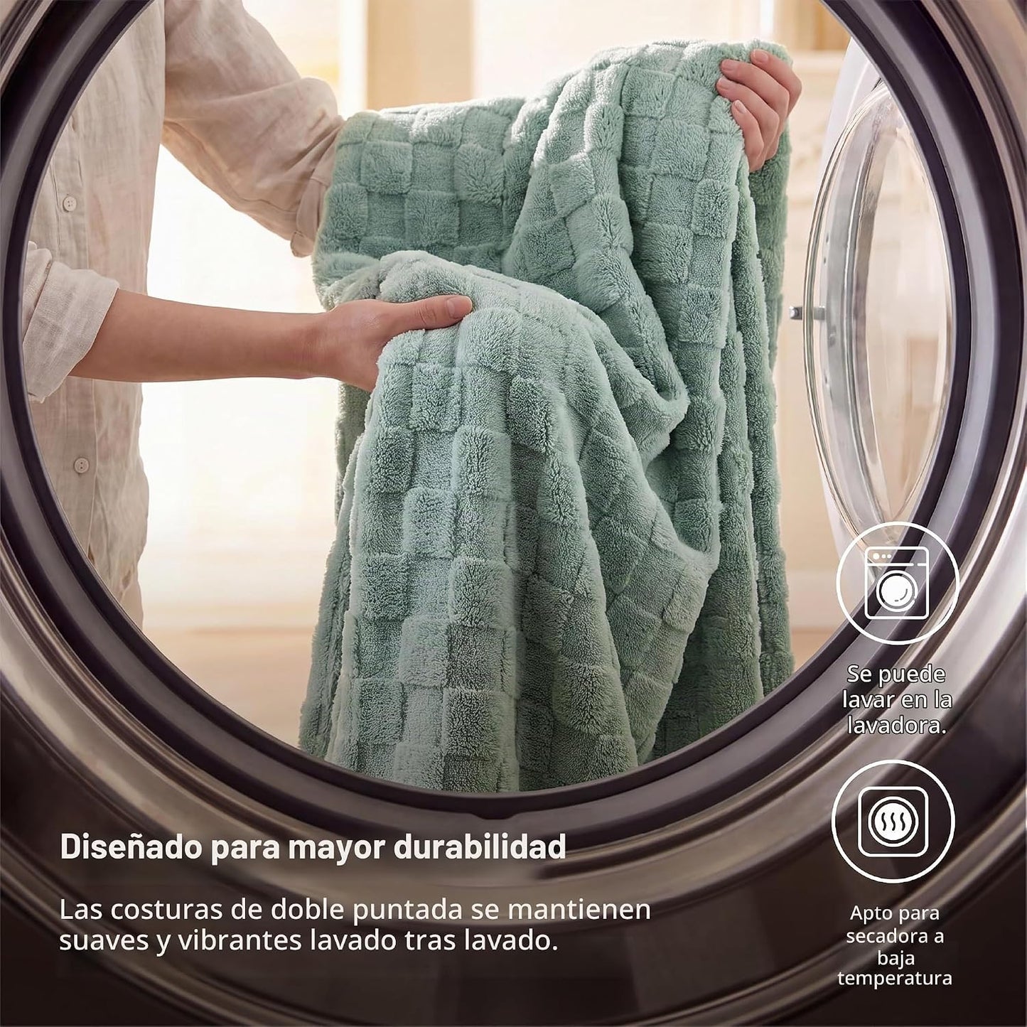 Bedsure GentleSoft - Manta verde salvia para sofá, manta de forro p...
