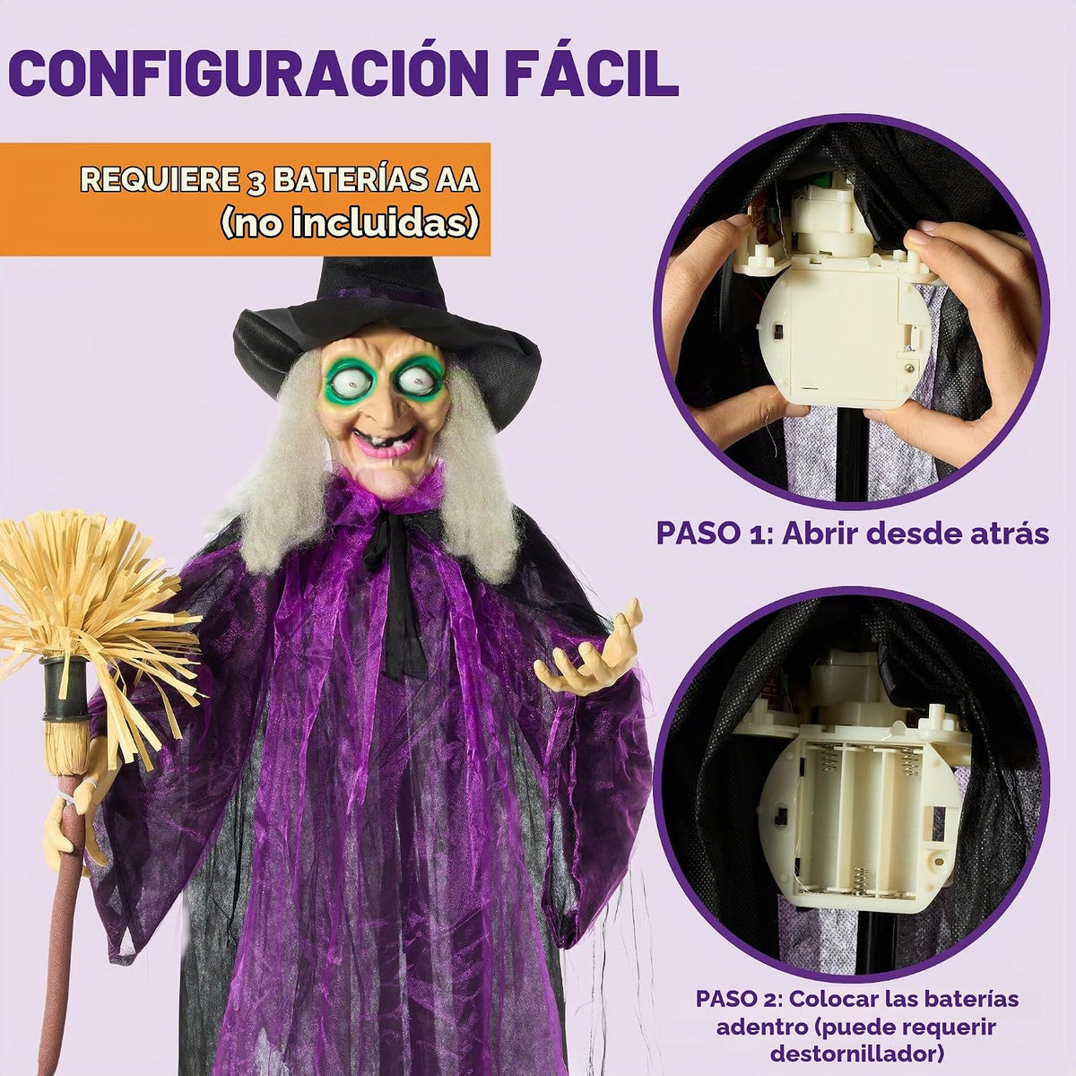 JOYIN - Decoración de Halloween para exteriores de 183 cm, bruja an...