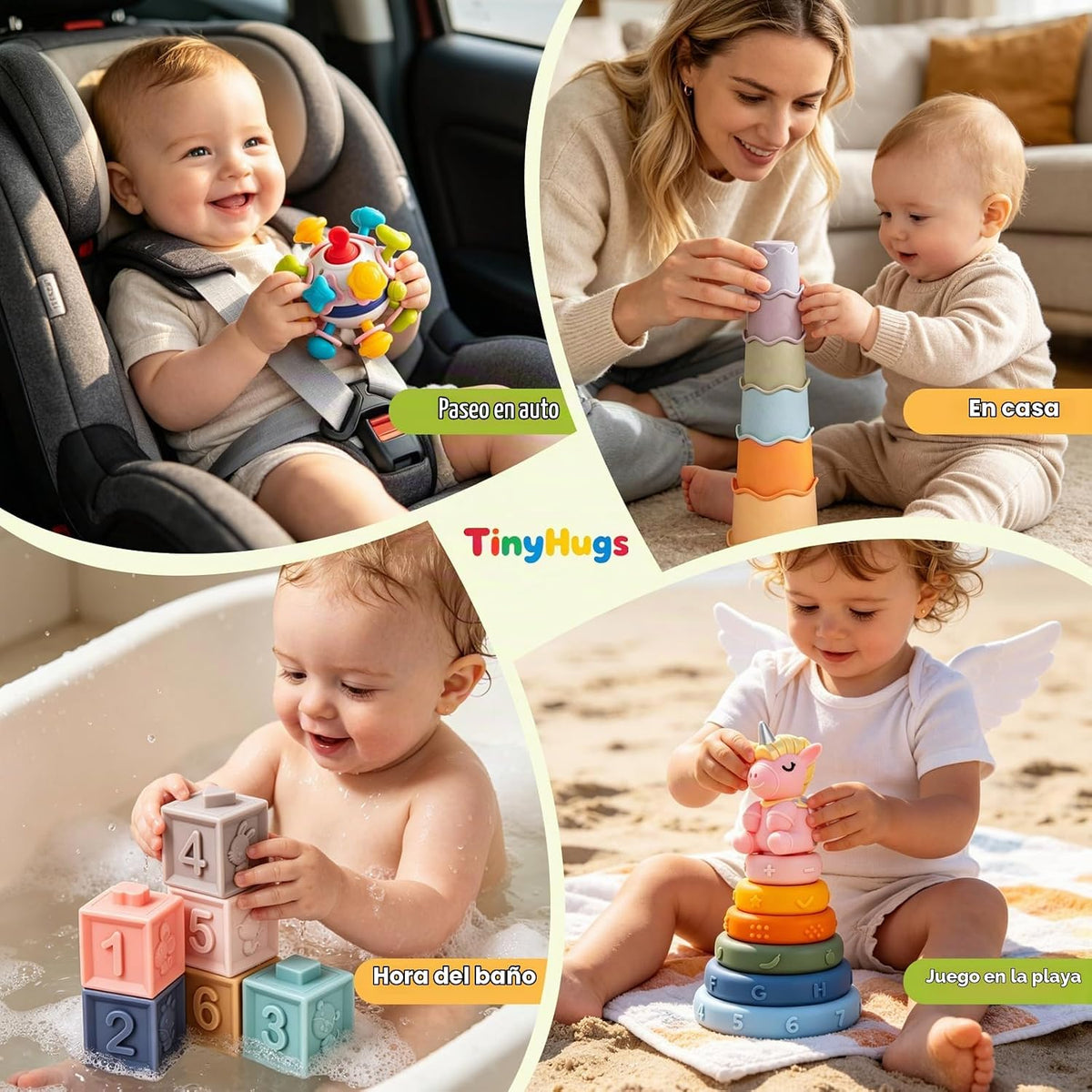 Juguetes de dentición para bebés de 6 a 12 meses, juguetes apilable...