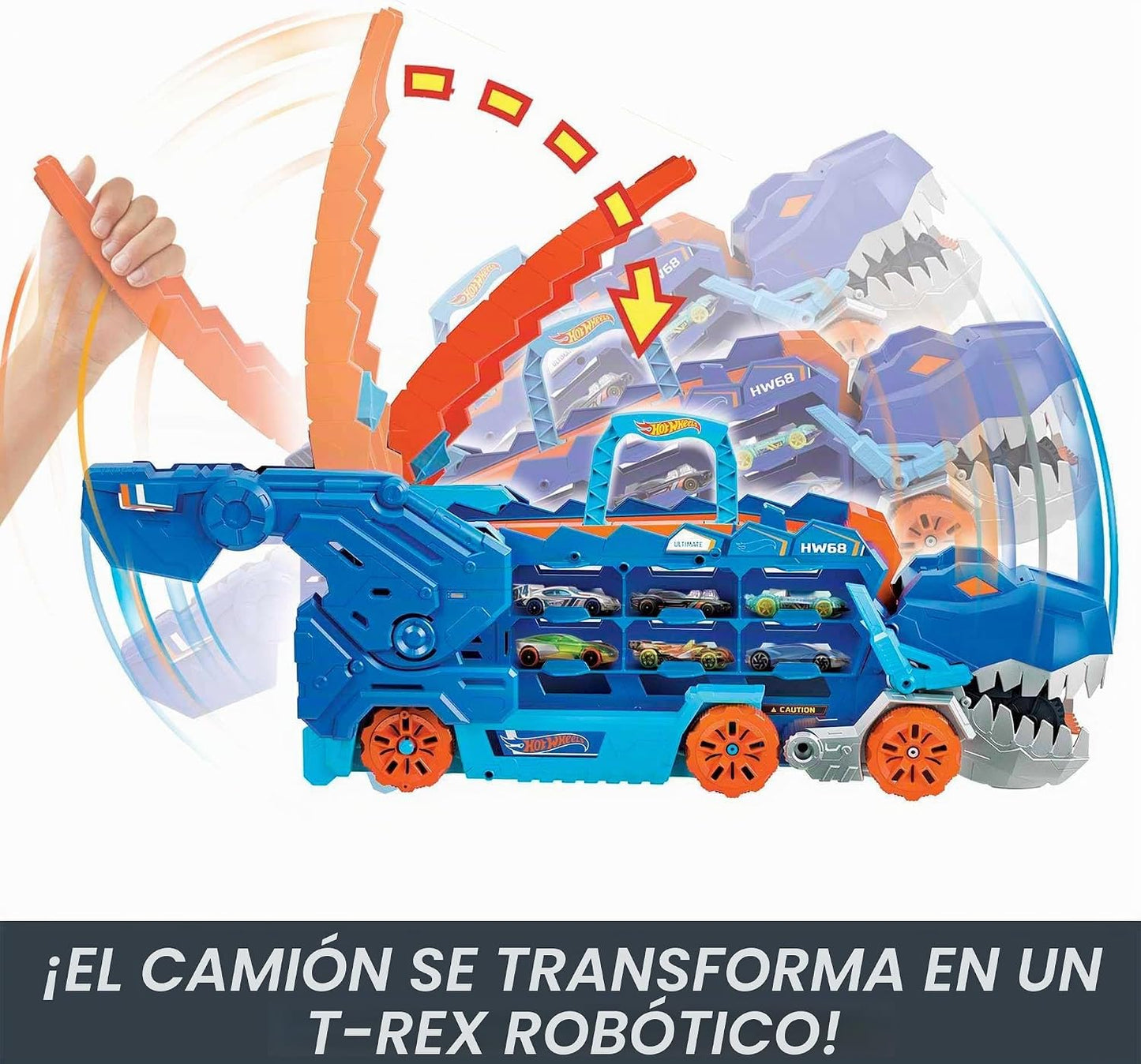 Paquete de Hot Wheels City Track Set, Ultimate T-Rex Transporter, H...