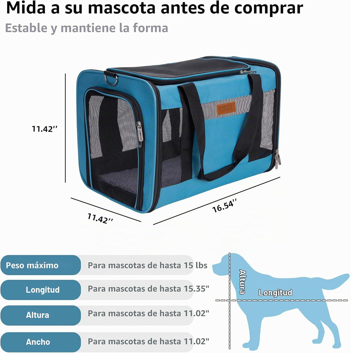 YUNIQUE Transportador de gatos y perros de lados suaves para mascot...