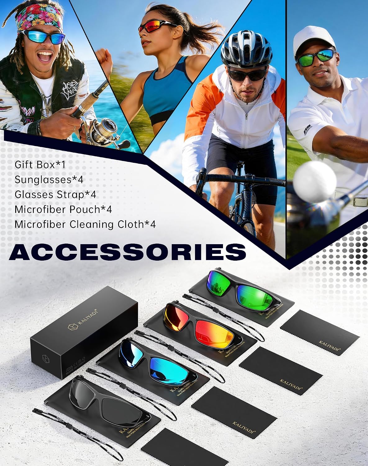 KALIYADI Gafas de sol polarizadas deportivas para hombre protección...