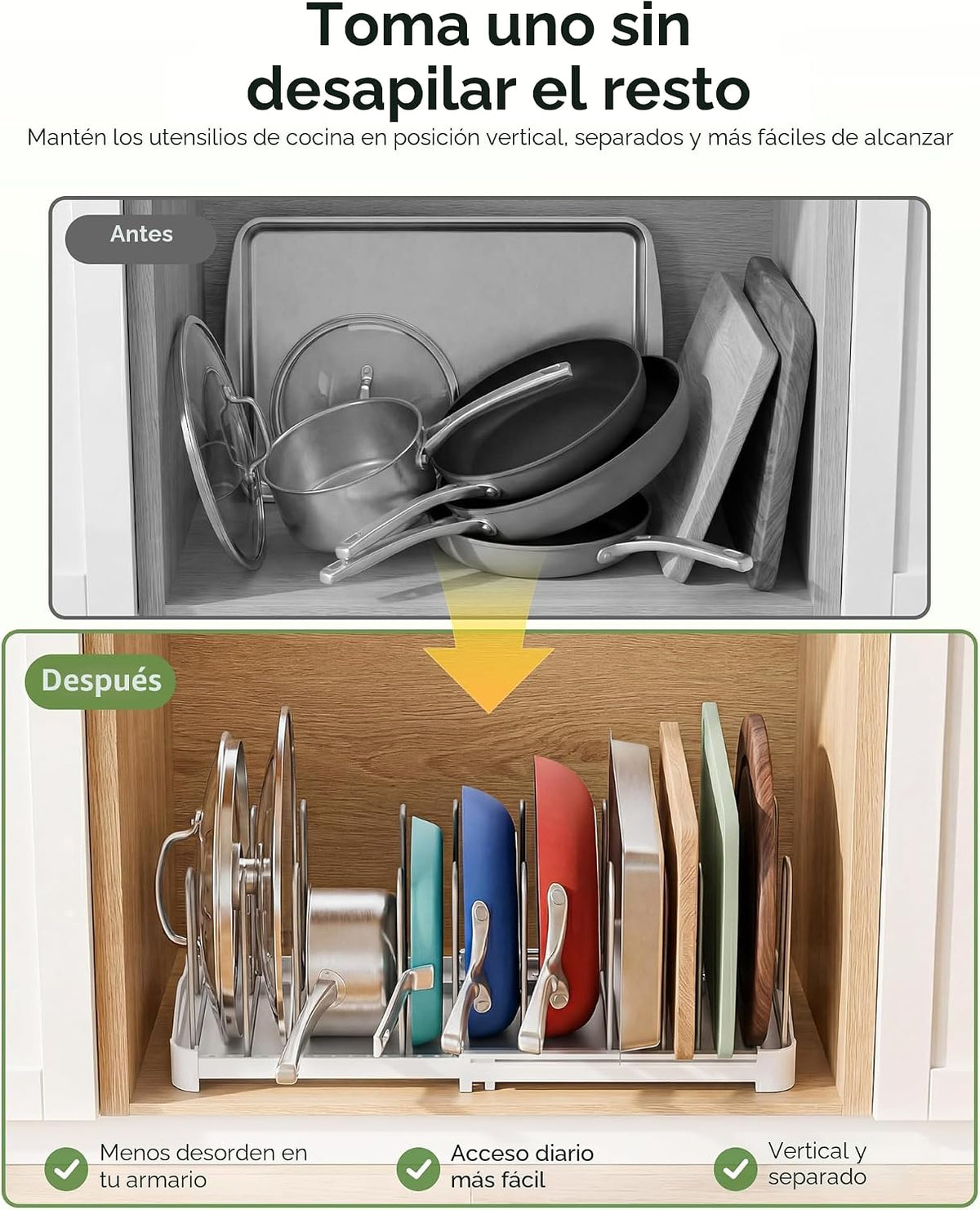 EVERIE - Organizador ajustable para utensilios de hornear con sopor...