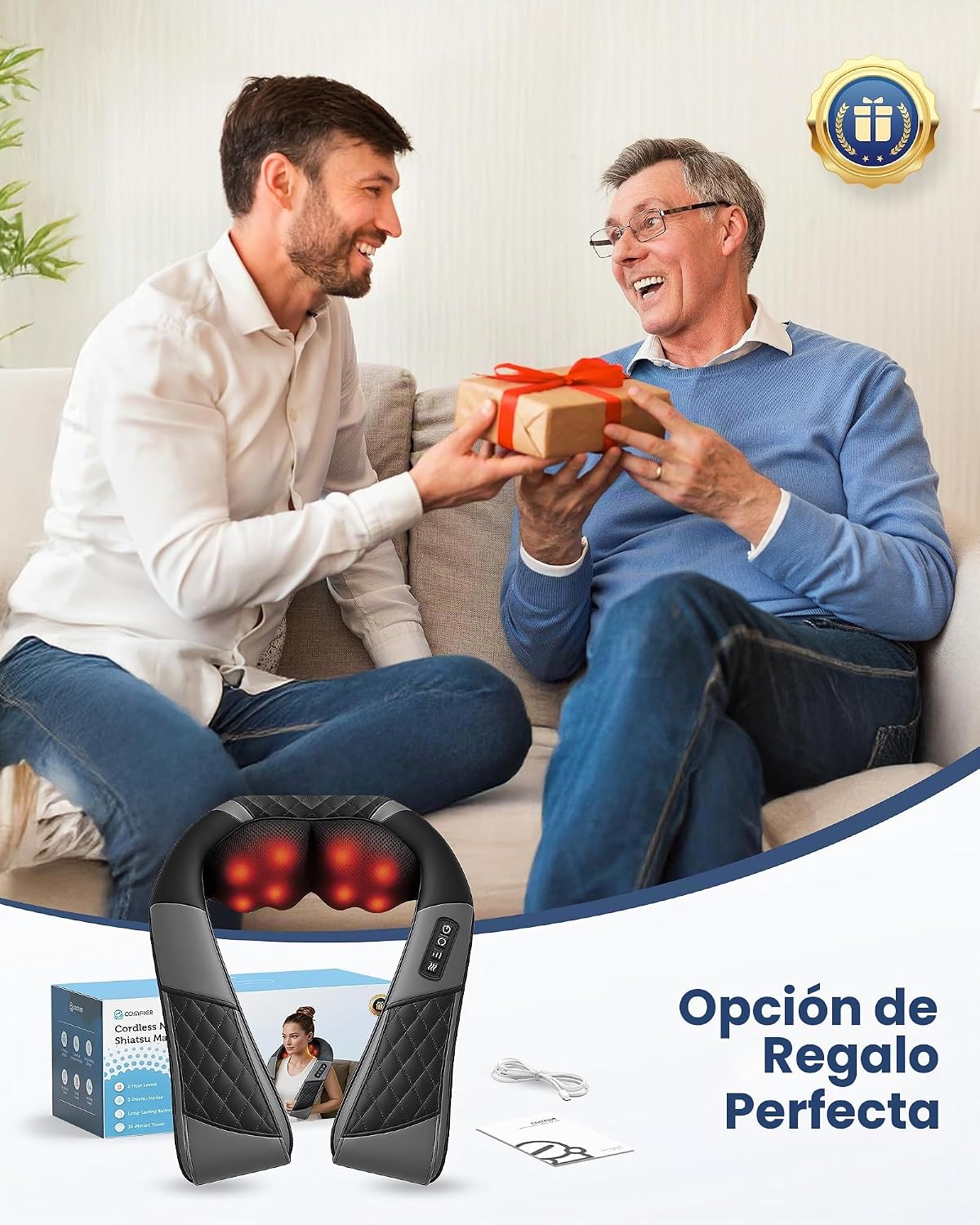 COMFIER Masajeador inalámbrico de cuello y hombros 2026 con calor |...
