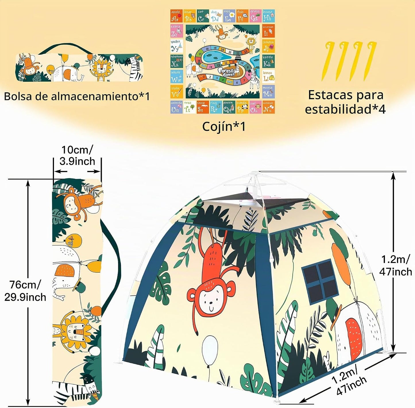 Casa de juegos multiusos al aire libre para niños pequeños, tienda...