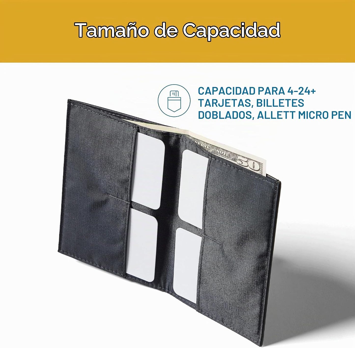 Allett Cartera Original | Delgada, Minimalista | Bloqueo RFID, Dobl...