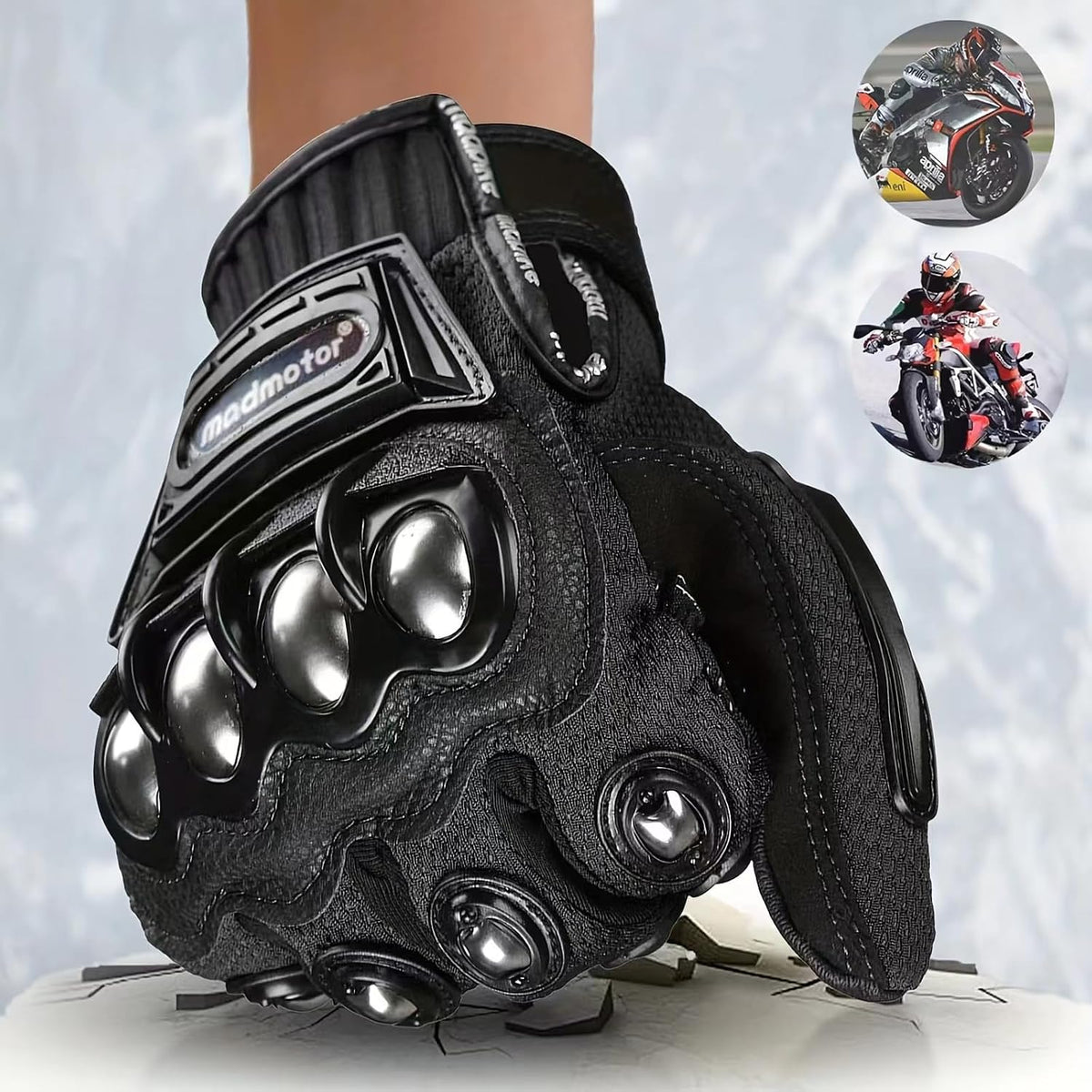 Madmotor Guantes de seguridad reforzados con protección de nudillos...