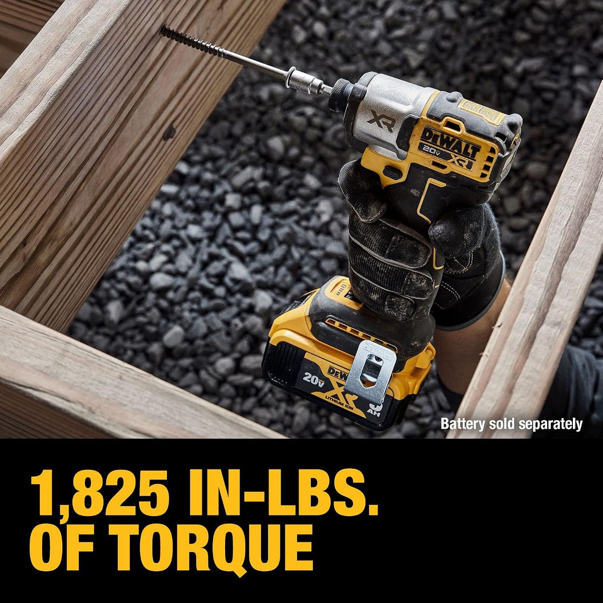 DEWALT Destornillador de impacto MAX XR de 20 V, par alto de 1\/4 p...