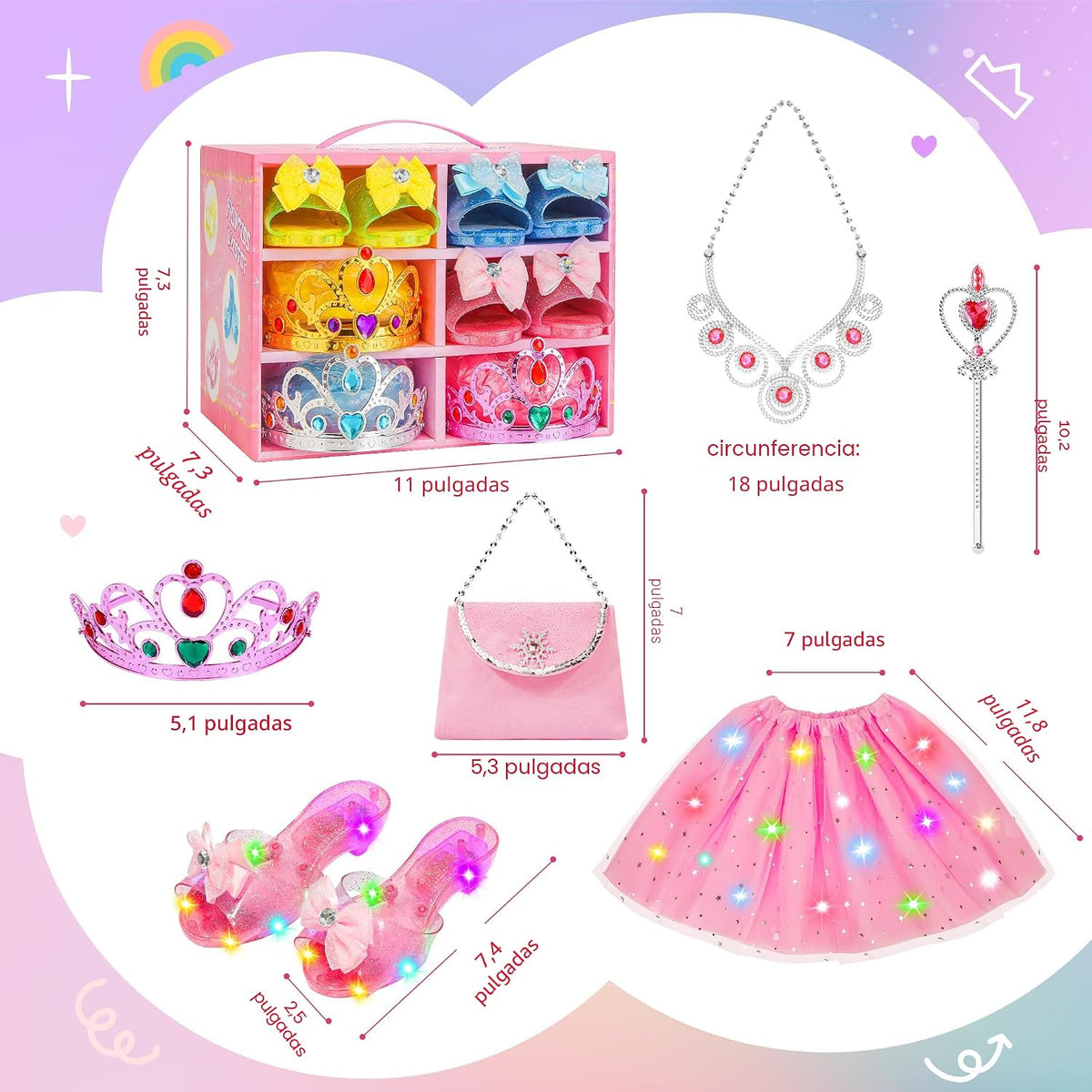 Conjunto de vestir de princesa Meland para niñas de 3 a 6 años con...