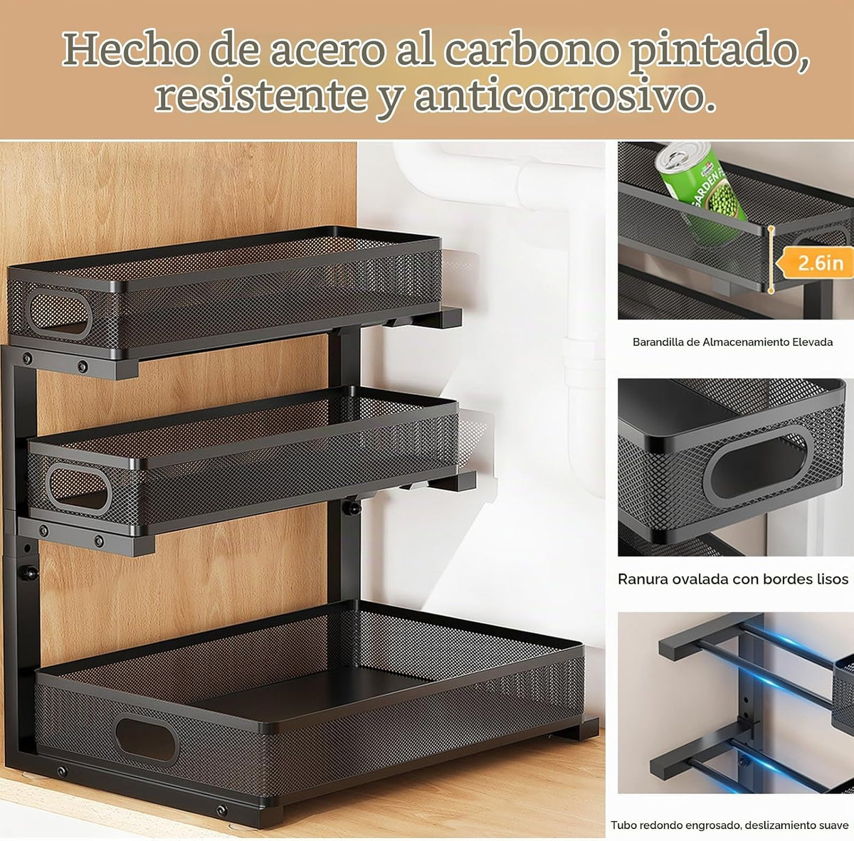 Organizador para debajo del fregadero, organizador de almacenamient...
