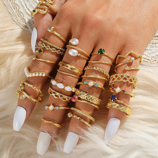 KISS WIFE Anillos apilables de oro para mujer, delicado juego de an...