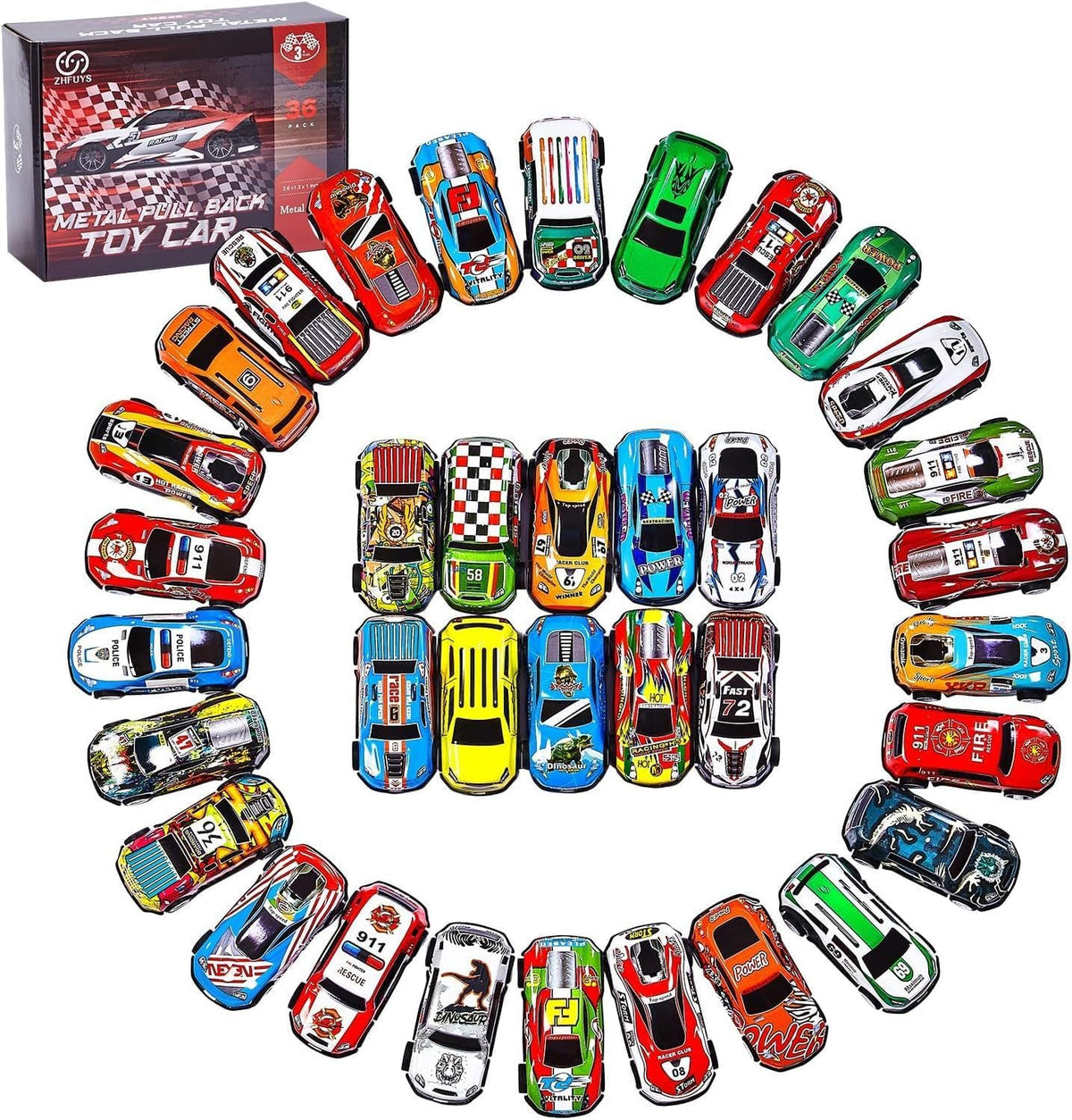ZHFUYS 36 autos de juguete de metal con retroceso para niños, autos...
