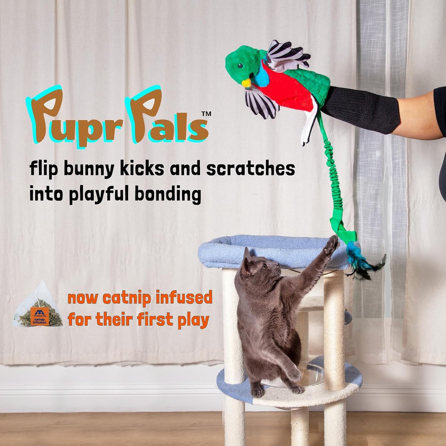 Milunova Pupr Pals - Guante de lucha para gatos con infusión de hie...