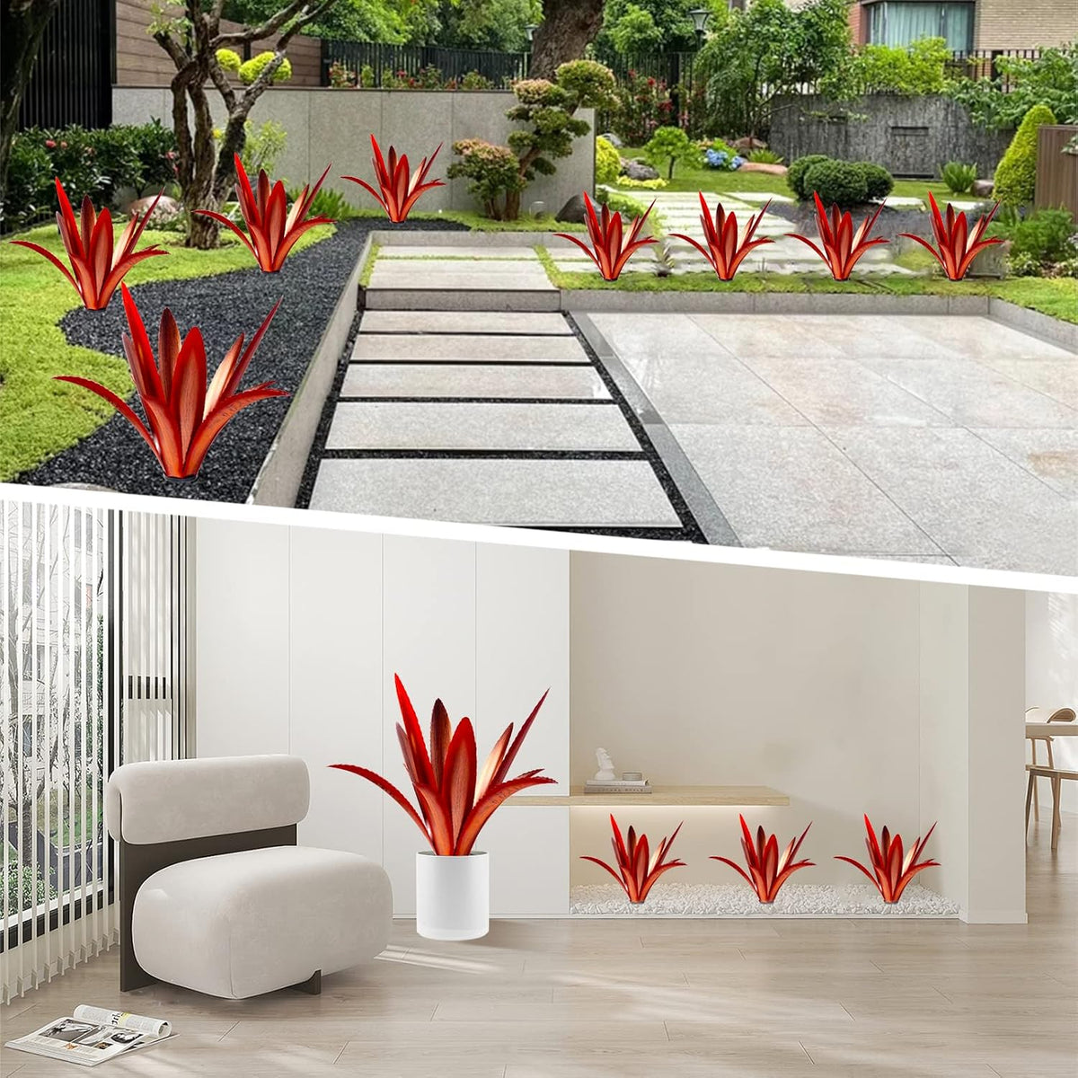 TOMBABY Agave de Metal Agrandado Engrosado Resistente al Viento Art...