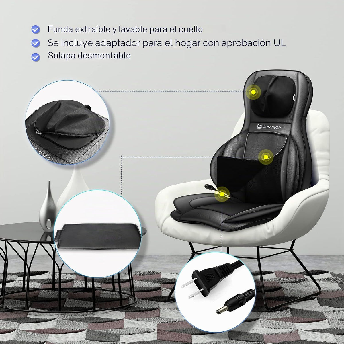 COMFIER Shiatsu - Masajeador de espalda de cuello con calor, almoha...