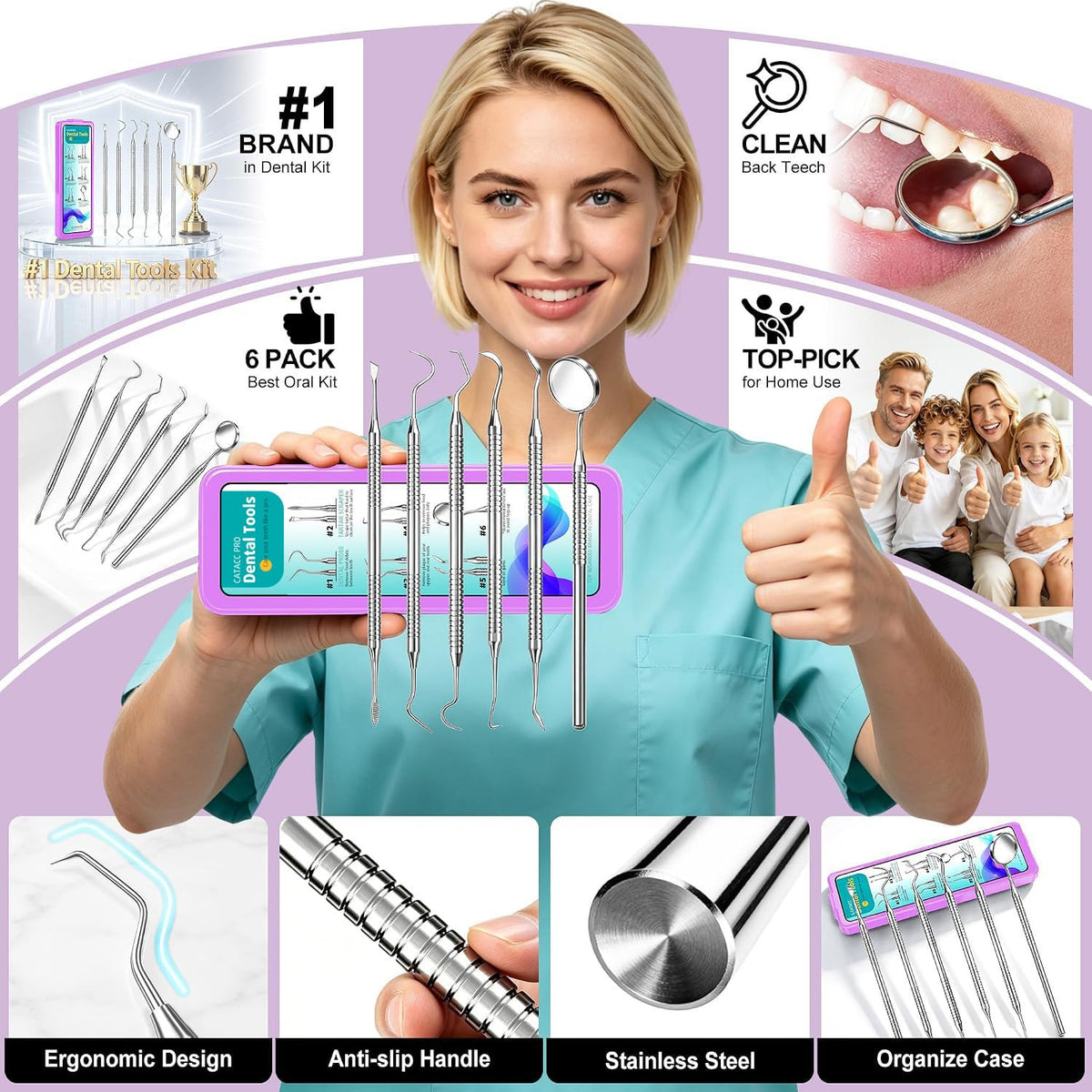 CATACC PRO Herramientas dentales, palillo dental para limpieza de d...