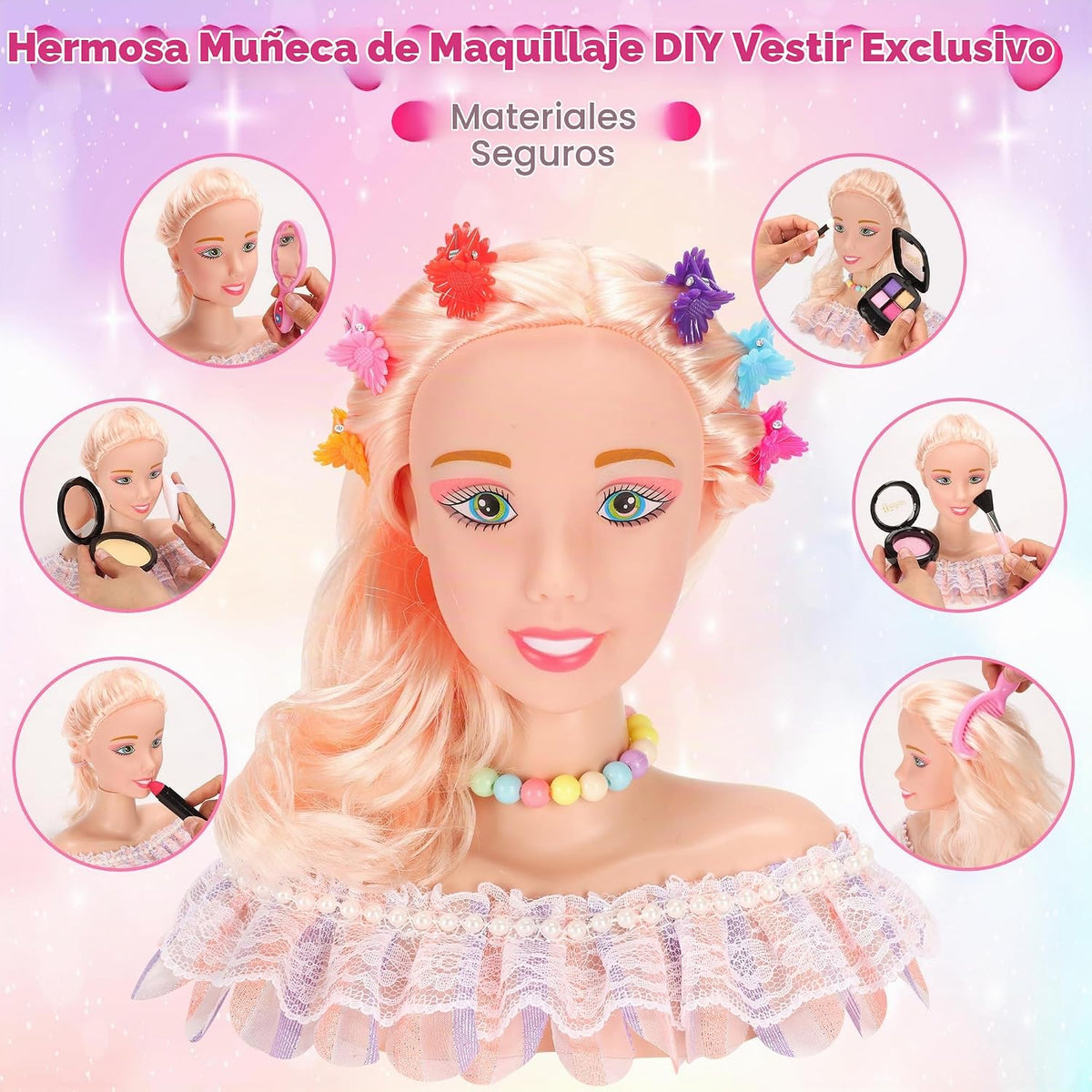 41 piezas de muñeca de lujo para niñas y niños, para maquillaje y p...