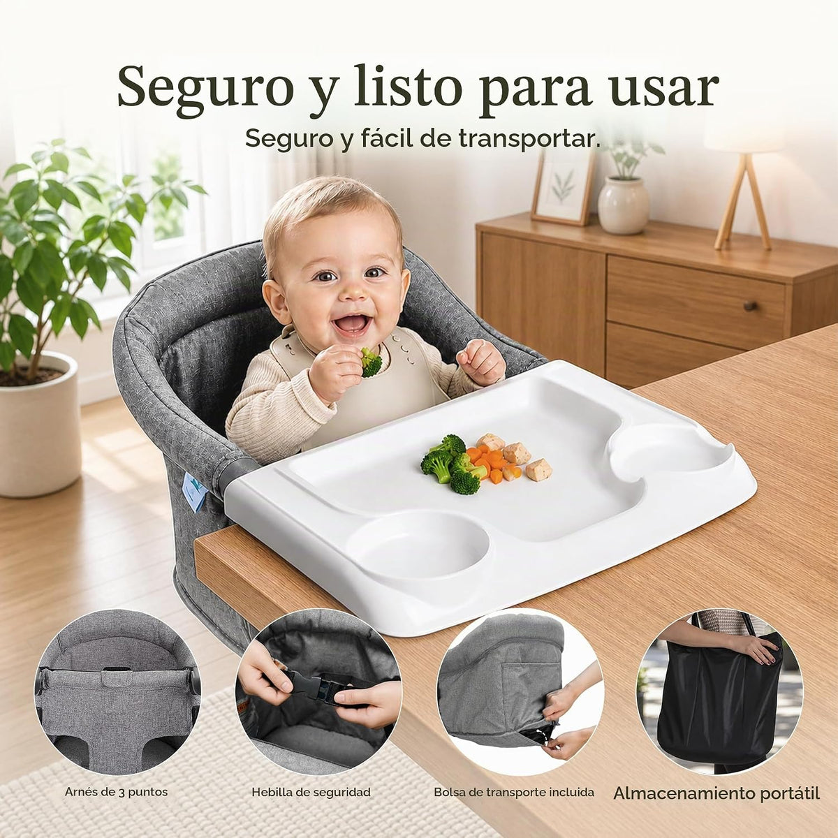 Evolur Silla alta para bebé de gancho, asiento de comedor portátil...