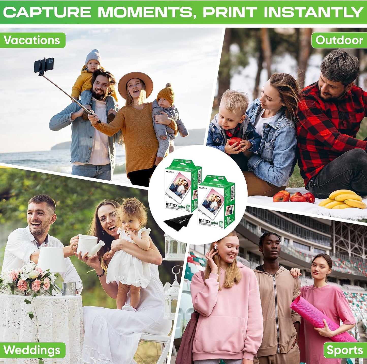 Fujifilm Instax Mini Film - Dos paquetes de película instantánea, 4...