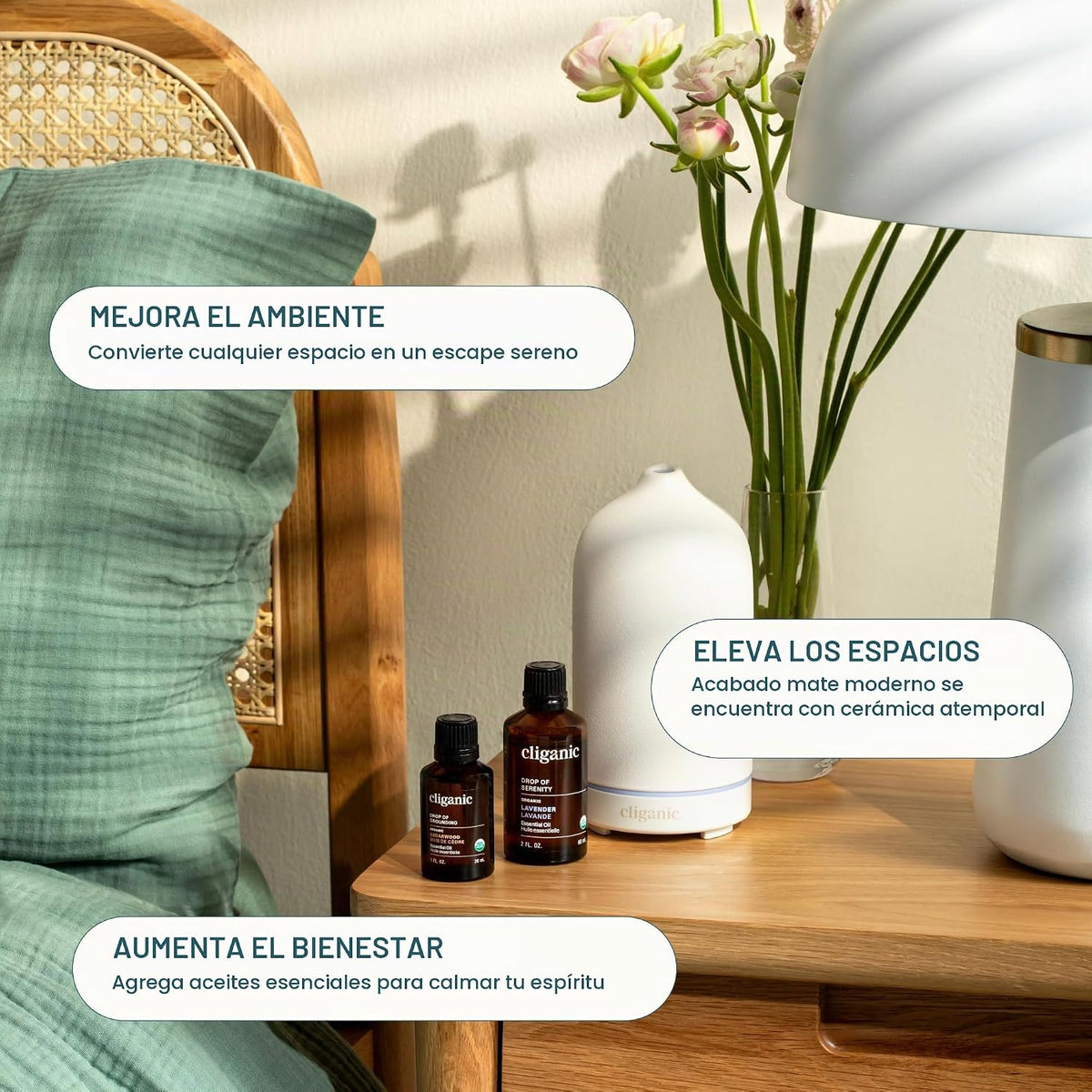 Cliganic Serenity - Juego de difusor de aceites esenciales \u2013 H...