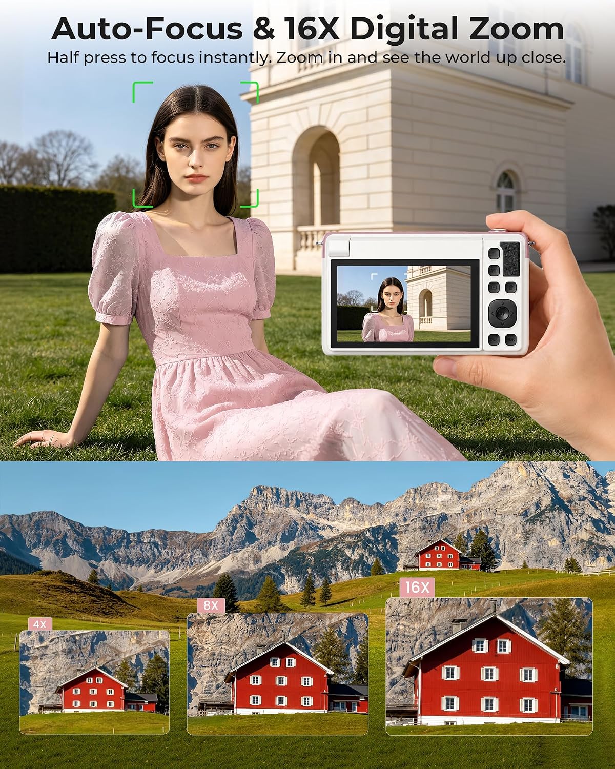 IKUCAM Cámara digital 4K para fotografía de 75 MP con enfoque autom...