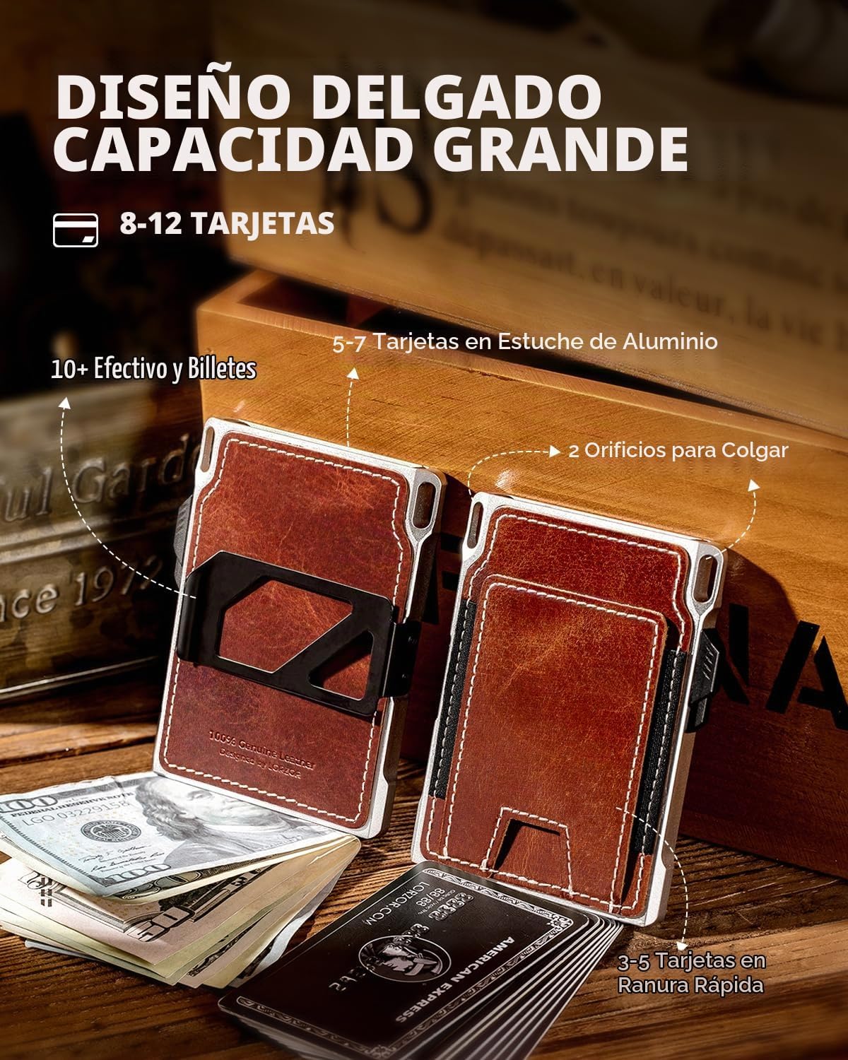 LORZOR Cartera táctica delgada, cartera minimalista para hombres, c...