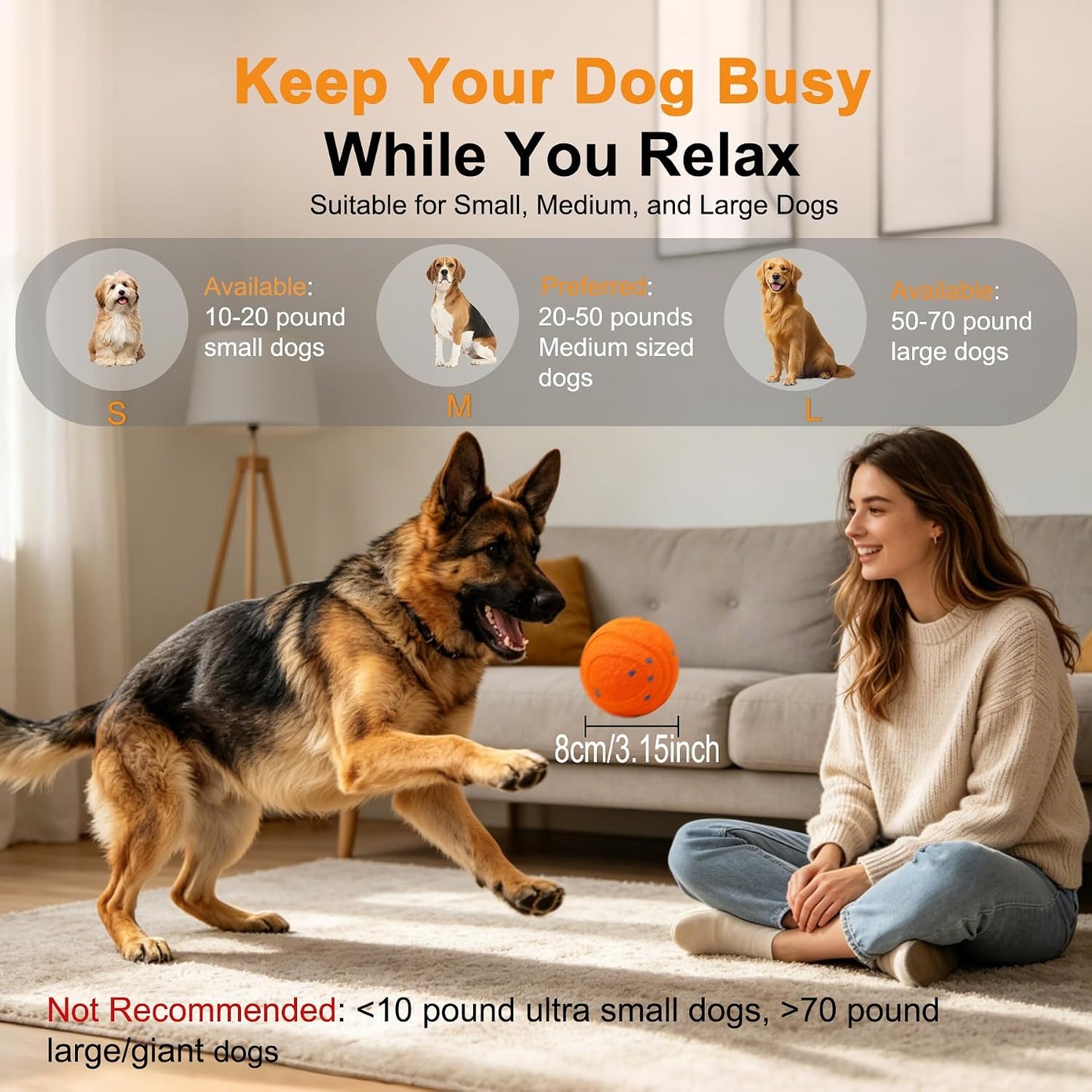 Pelota automática interactiva para perros, juguete de movimiento au...