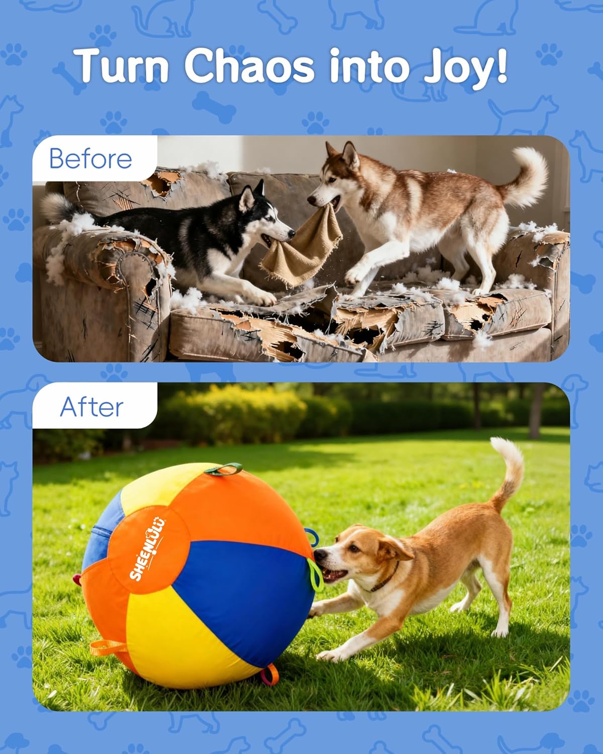SHEENLULU Pelota de pastoreo para perros, bolas de entrenamiento pa...