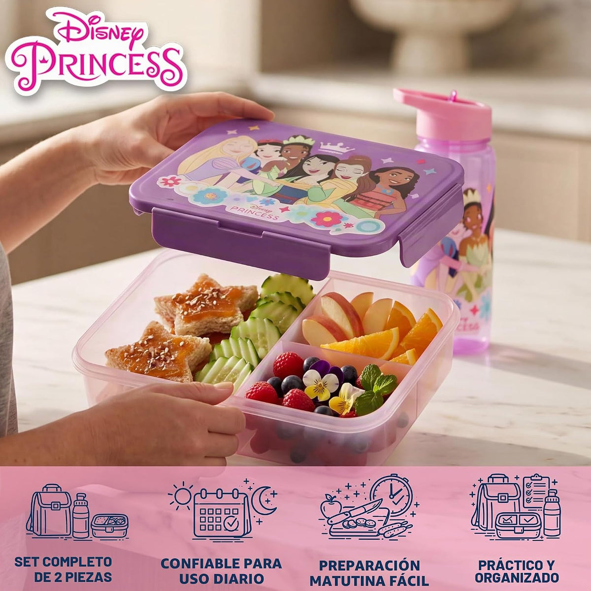 Get Trend Disney Princess - Juego de 2 cajas de almuerzo para niños...