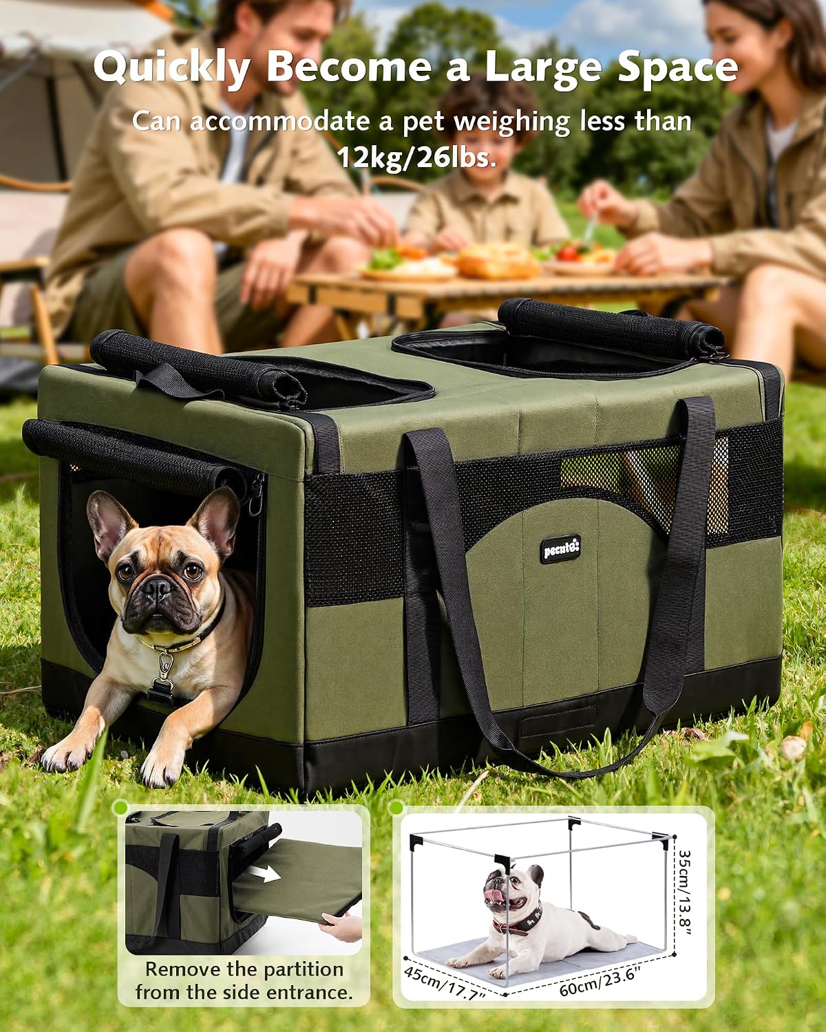 Pecute Transportador grande para gatos, suave doble jaula para masc...