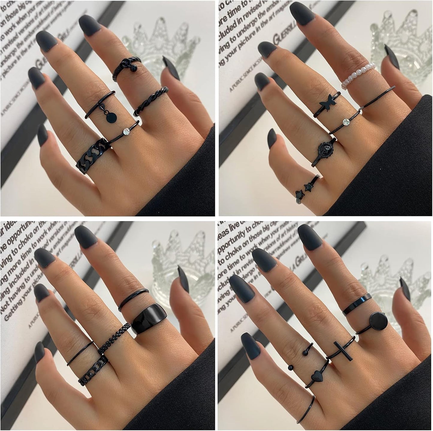 YEEZII Juego de 68 anillos para nudillos, dorados, para mujeres, ap...