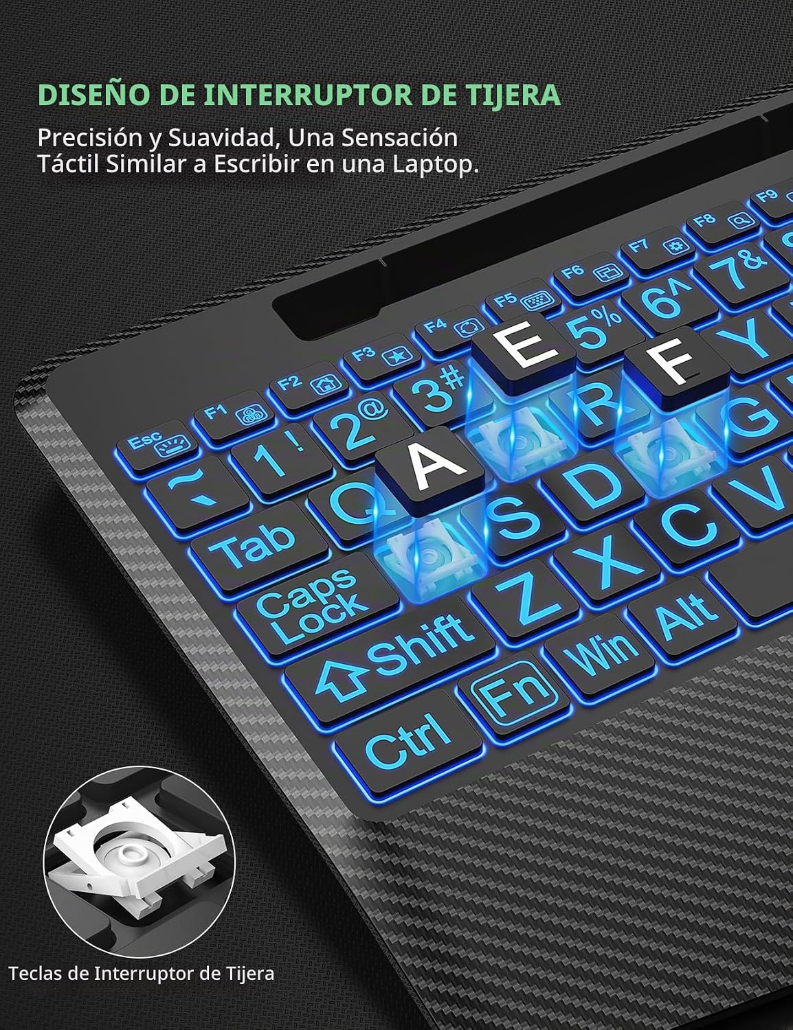 Teclado y ratón inalámbricos retroiluminados, reposamuñecas, ratón...