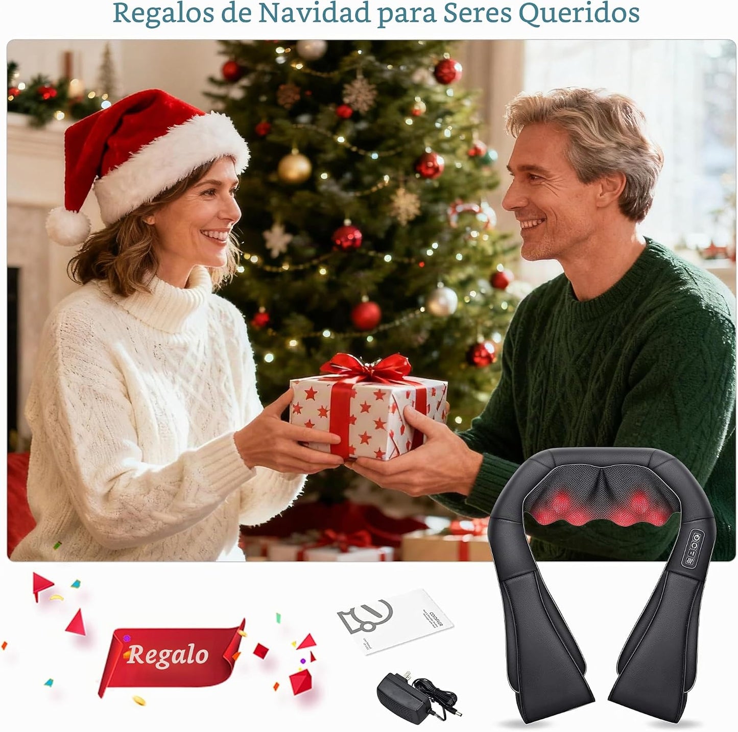 COMFIER Shiatsu - Masajeador de cuello y hombros, regalos de Navida...