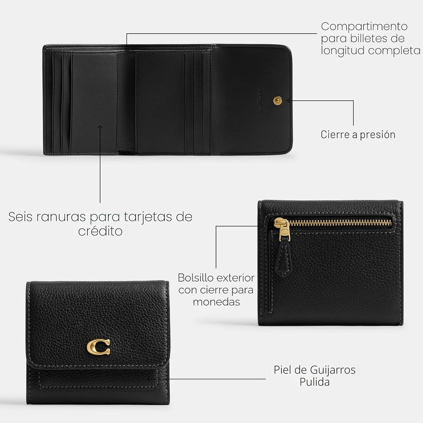 COACH, Cartera pequeña con solapa Mila para mujer