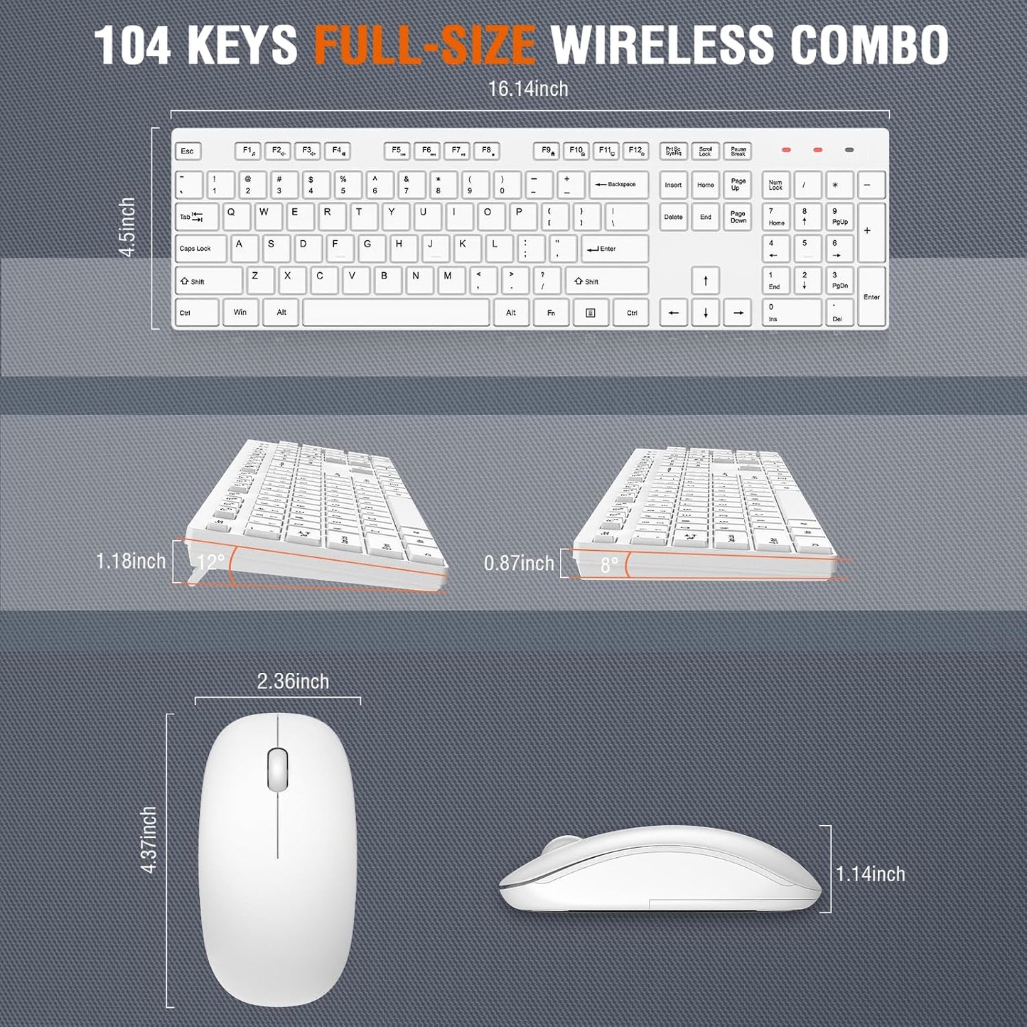 Combo de teclado y mouse inalámbrico, EDJO, teclado y mouse USB ina...