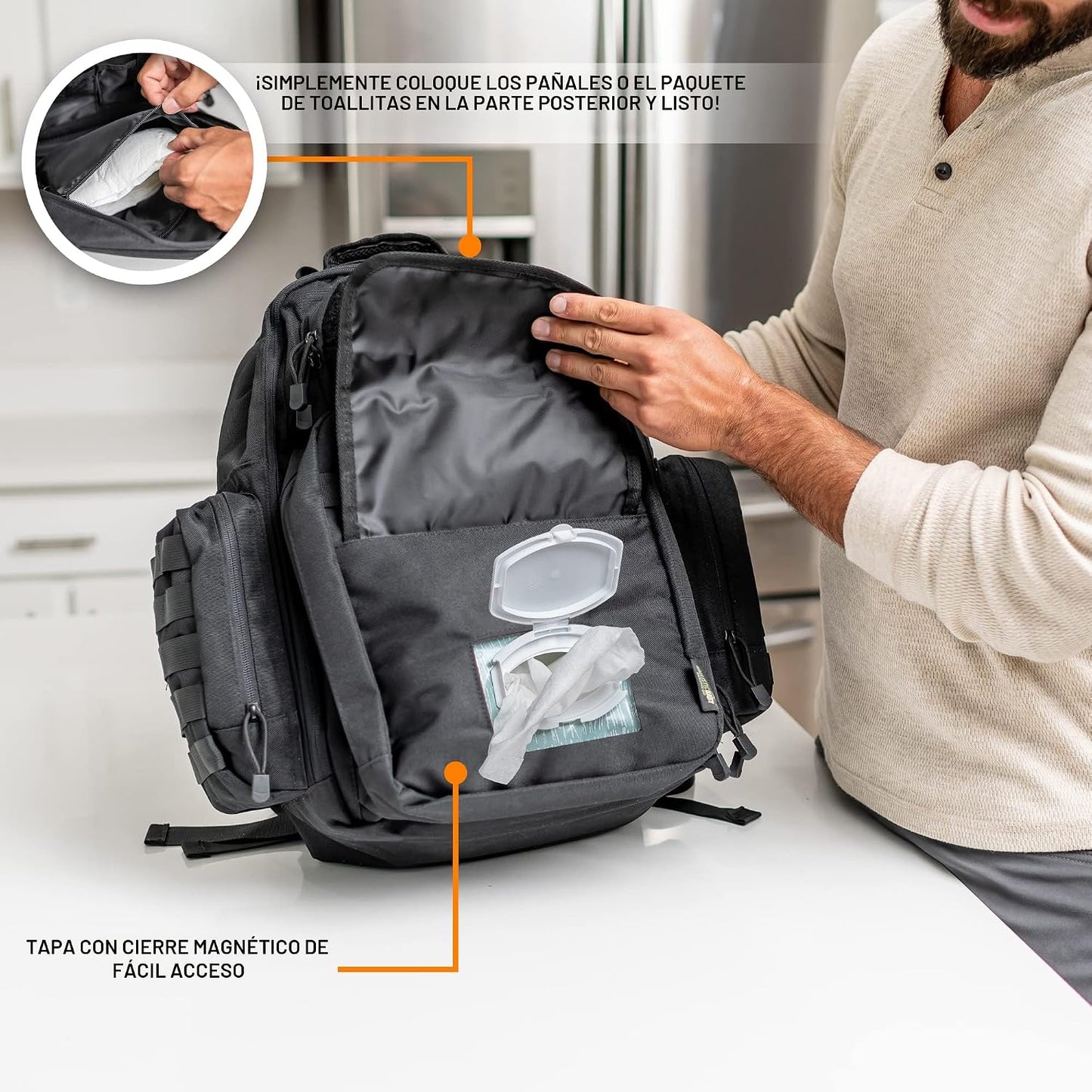 Bolsa de pañales para papá, mochila militar estilo Molle, hecha de...