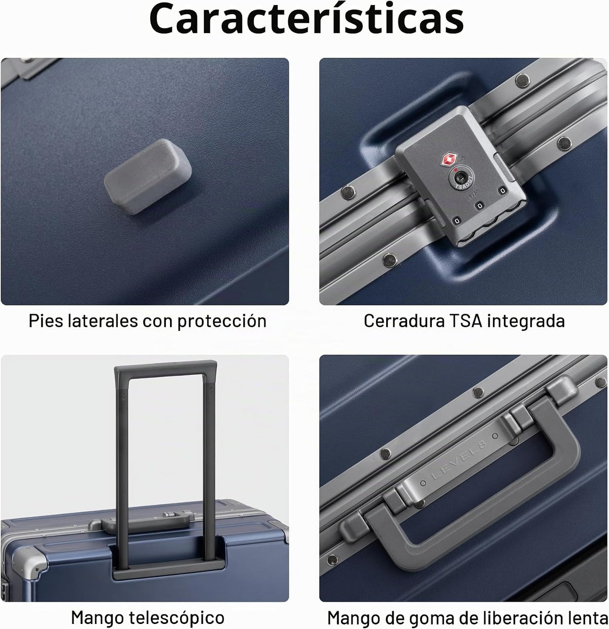 LEVEL8 Maletas rígidas de equipaje sin cremallera con ruedas girato...