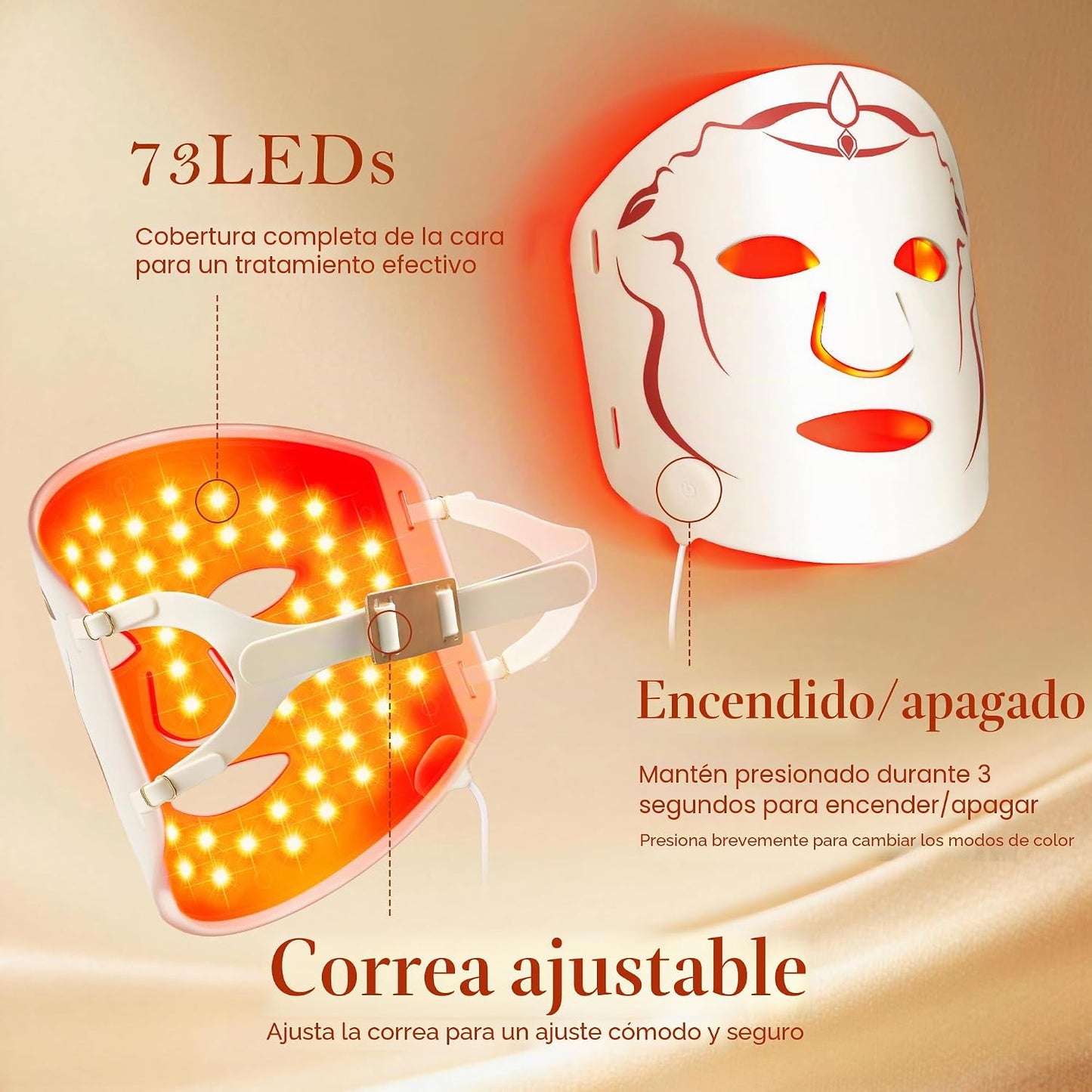 SMOOTHPRO - Máscara de terapia de luz roja para cara, máscara facia...