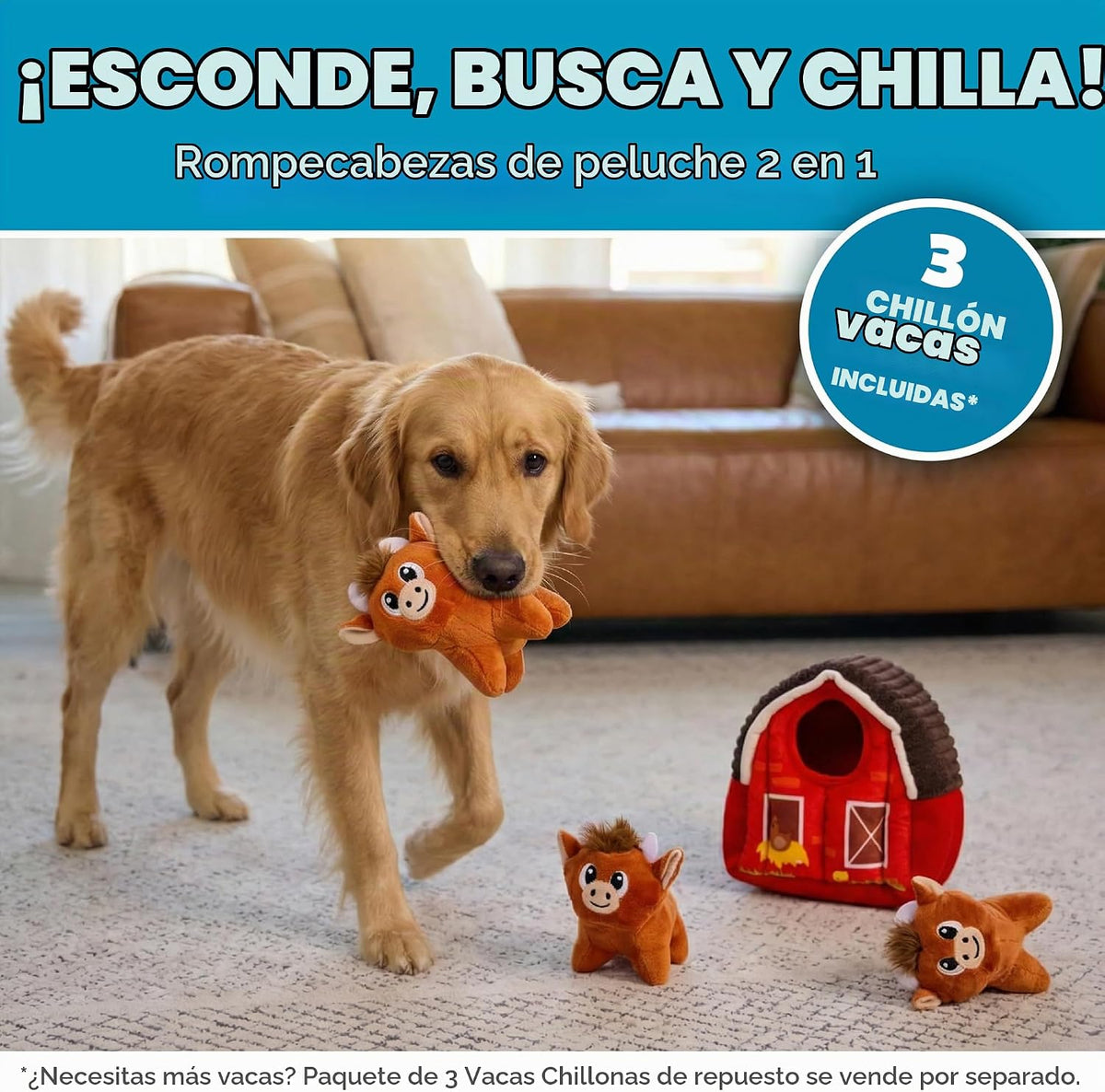 Outward Hound Hide-A-Cow - Juguete para perro, rompecabezas interac...