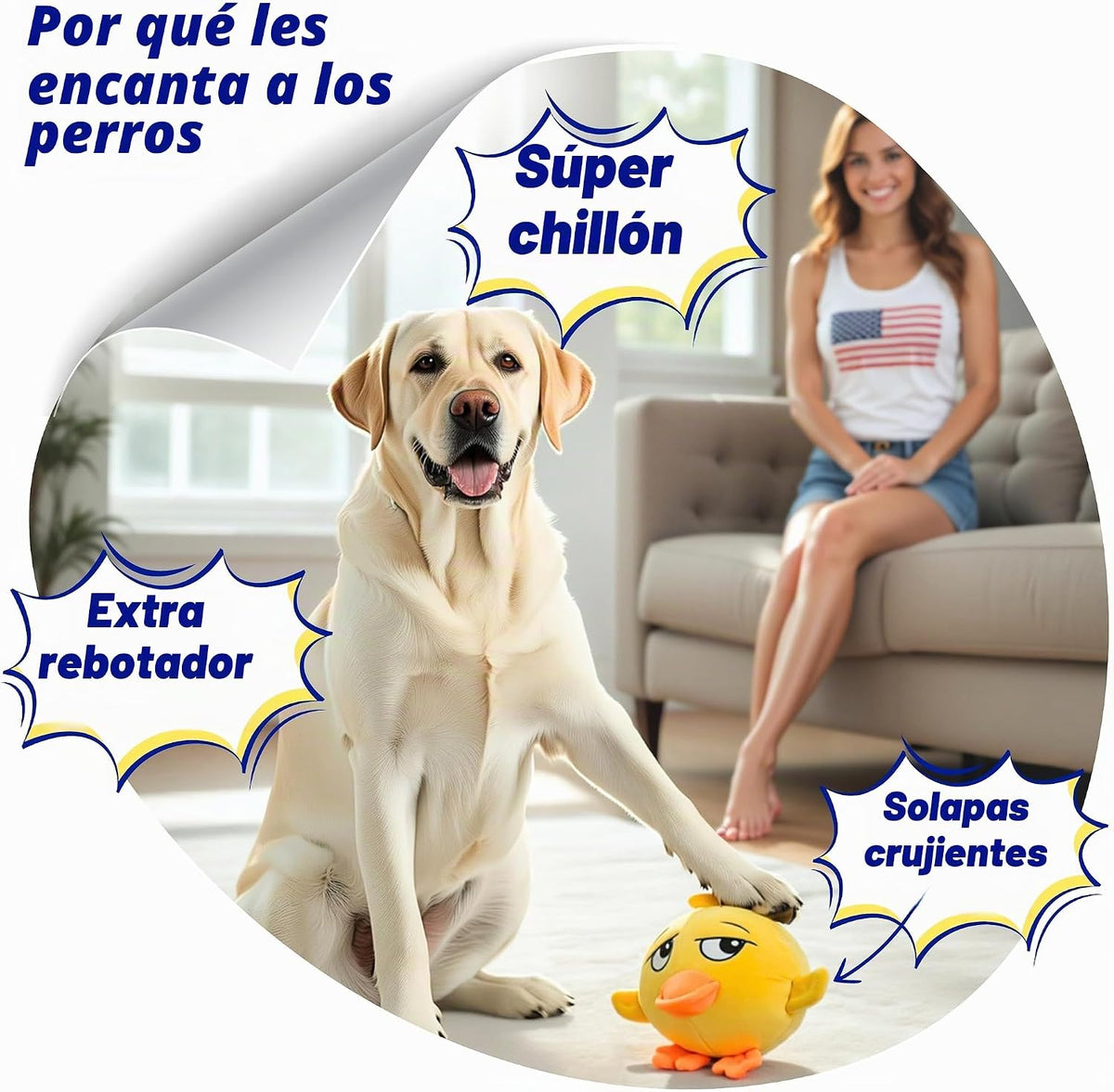 PeppyPawz - Juguete masticable 3 en 1 de pato de peluche para perro...