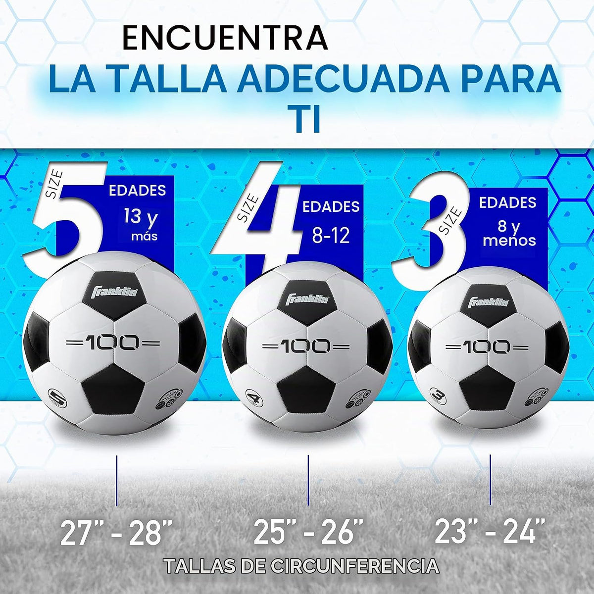 Franklin Sports - Pelotas de fútbol para jóvenes y adultos - Tamaño...