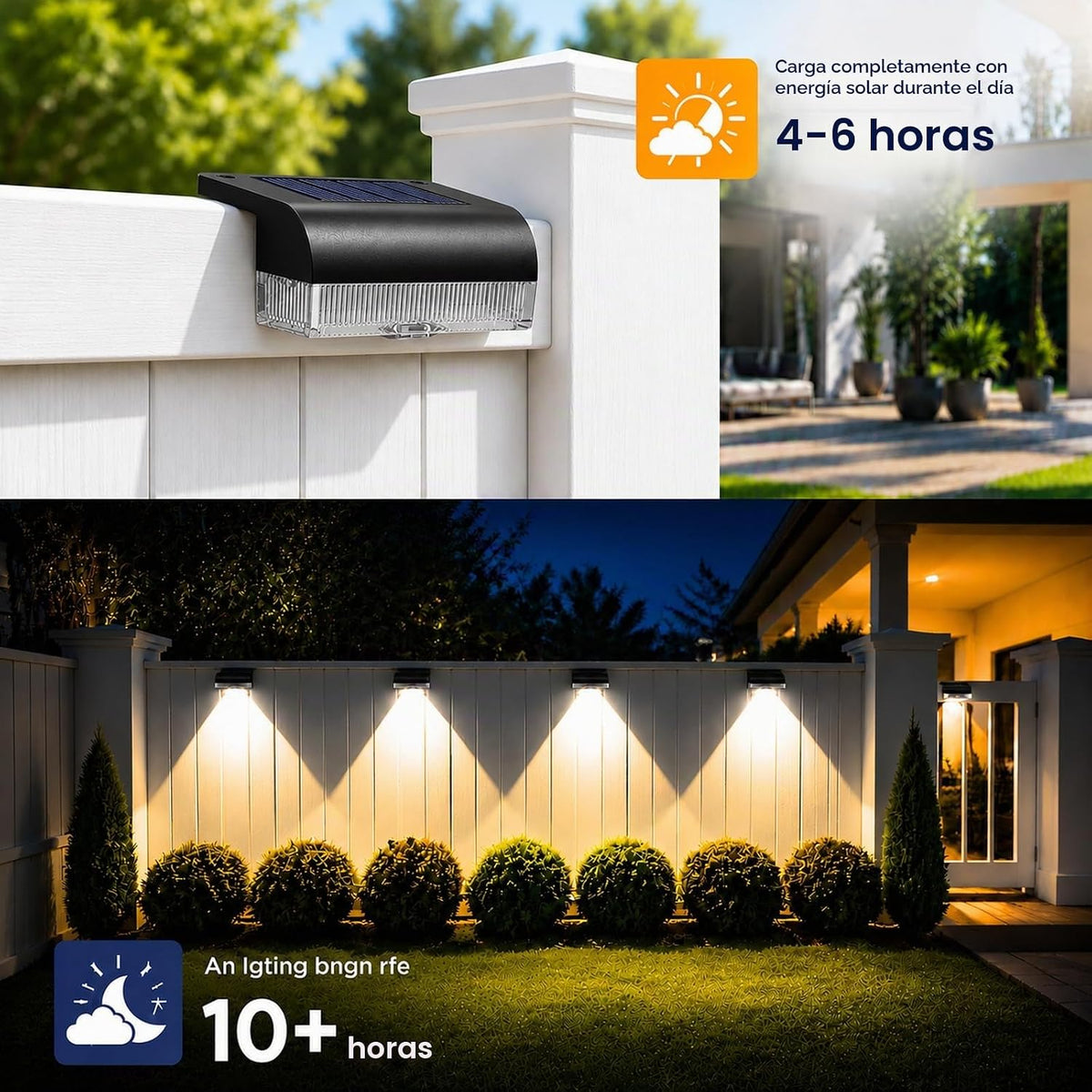 16PK Luces solares para valla al aire libre, impermeables, luces de...
