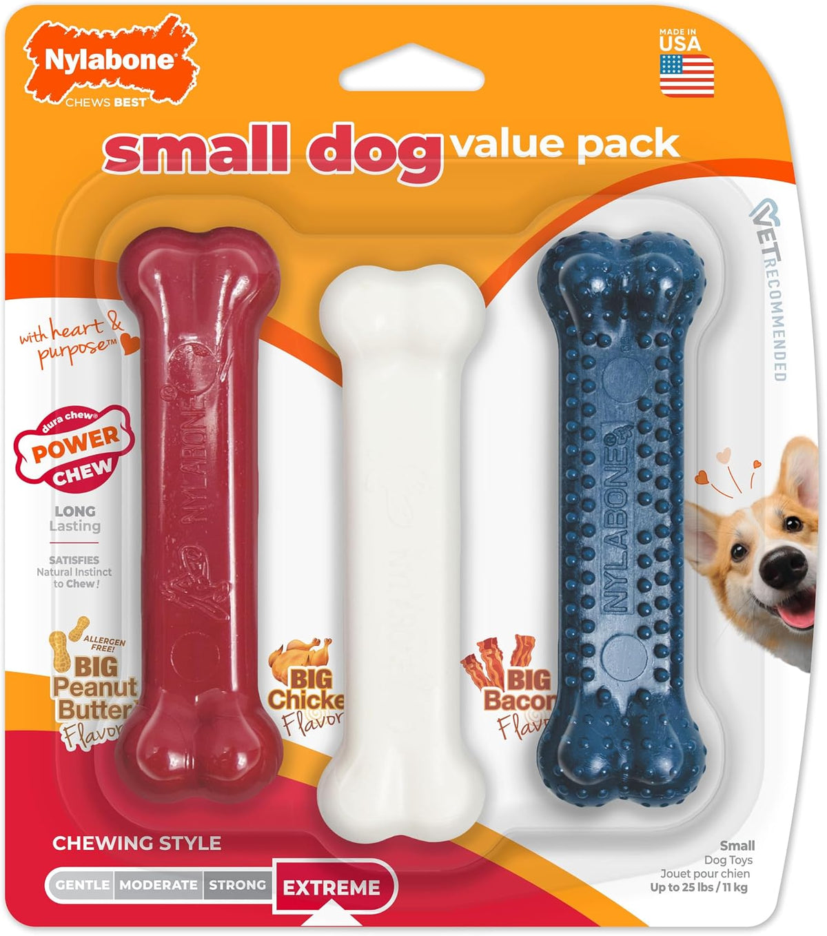 Nylabone Original Bone Power - Paquete de valor de juguetes mastica...