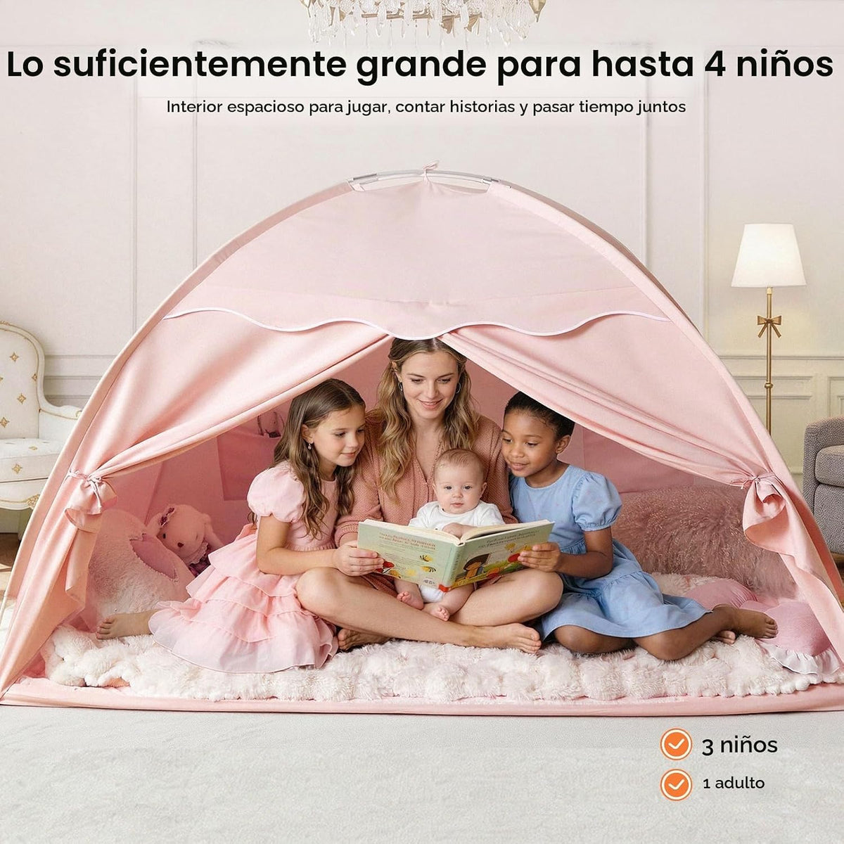 Tiny Land Tienda de campaña para cama individual para niños, tienda...