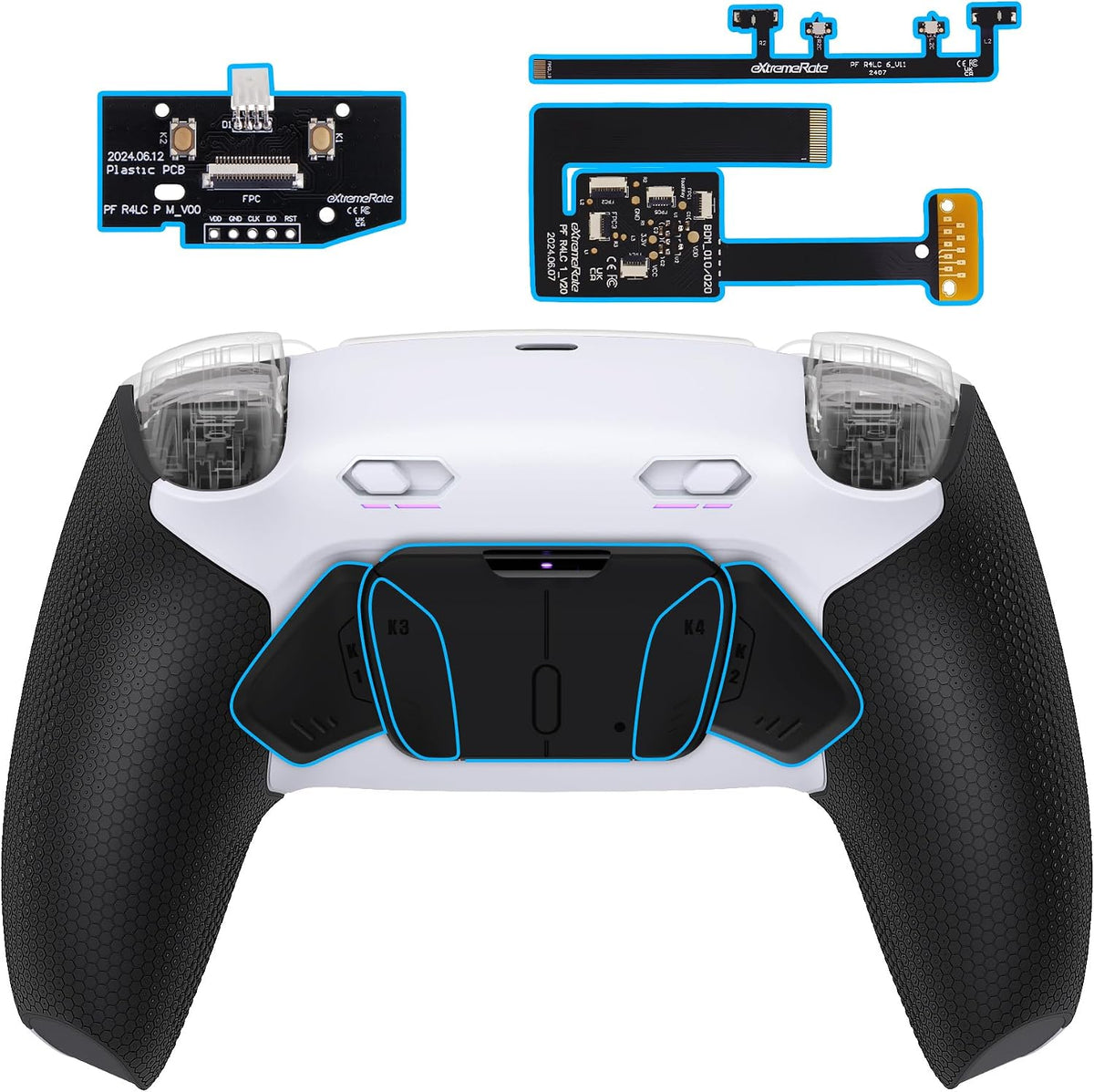 eXtremeRate RISE4 Plus MAX Kit de paletas traseras con topes de gat...