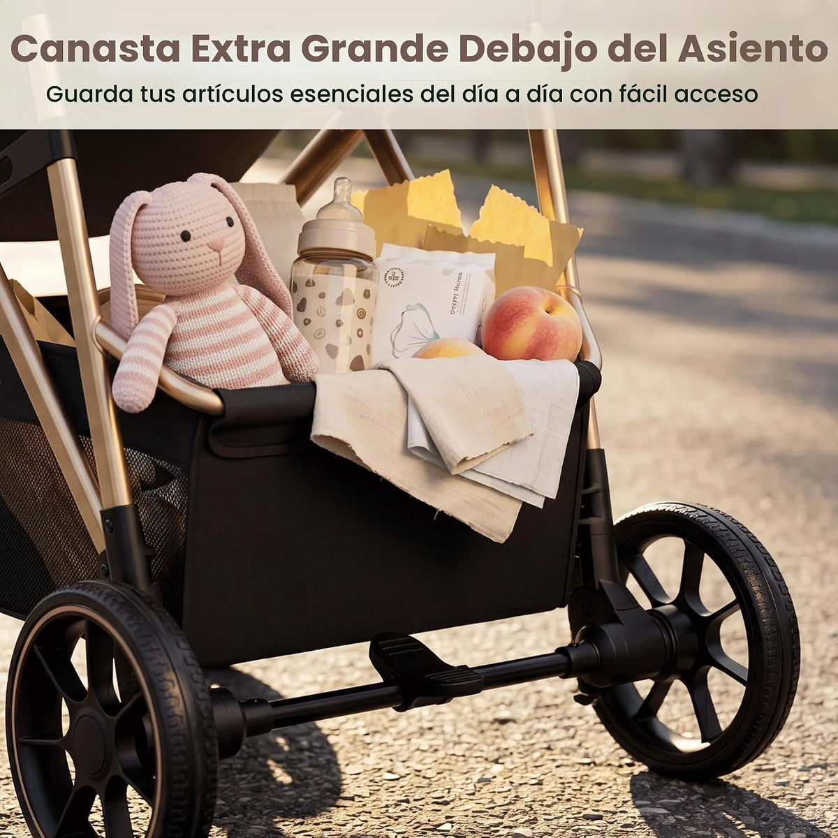 Babideal Cochecito de bebé para recién nacido y niño, plegado con u...