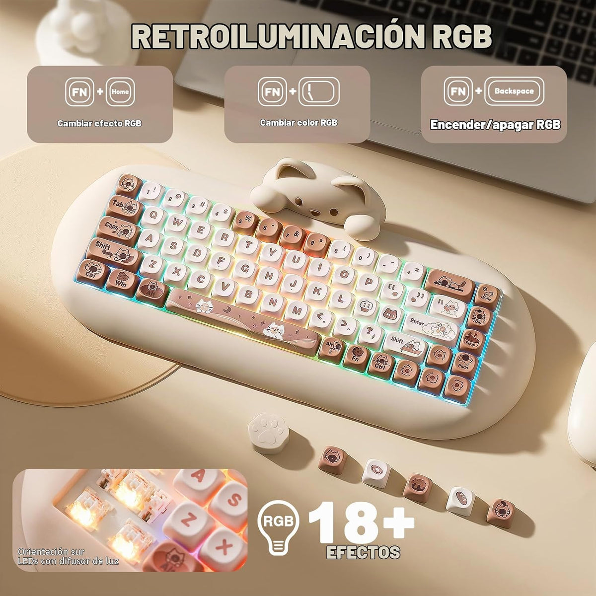 YUNZII C68 Teclado mecánico inalámbrico, diseño de 65%, cambio cali...