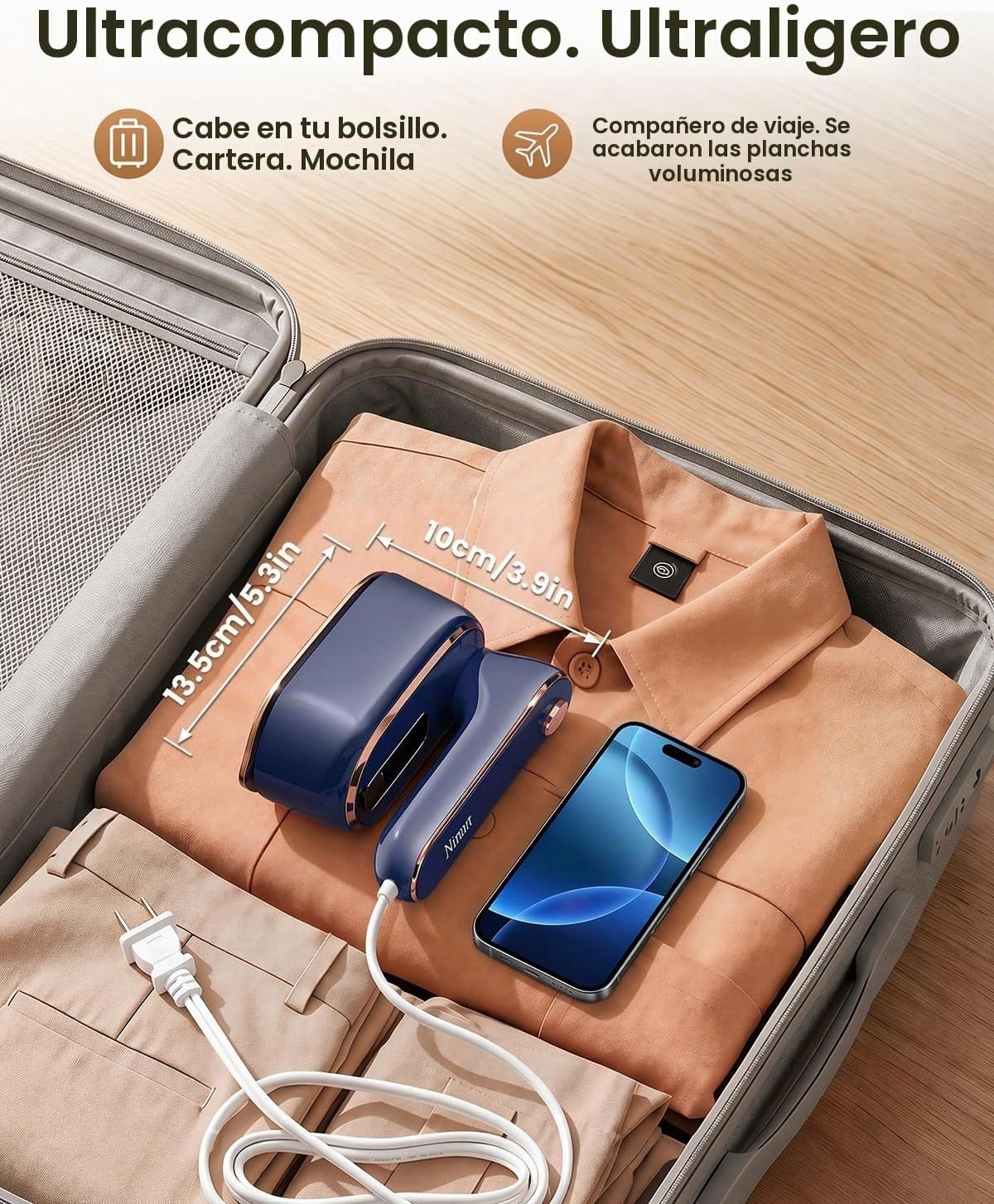Vaporizador de hierro para ropa, vaporizador de ropa de viaje con m...