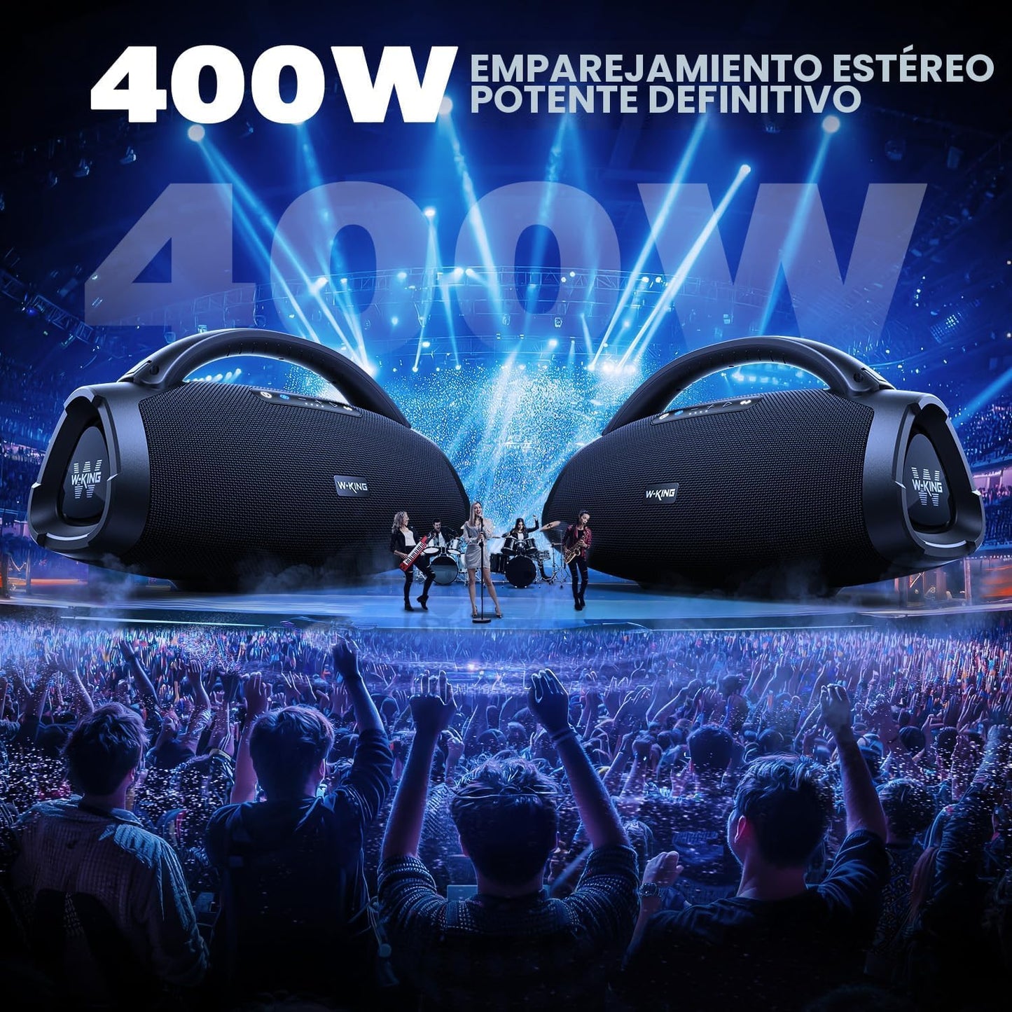 W-KING Altavoz Bluetooth portátil, 330 W pico fuerte Boombox Party...