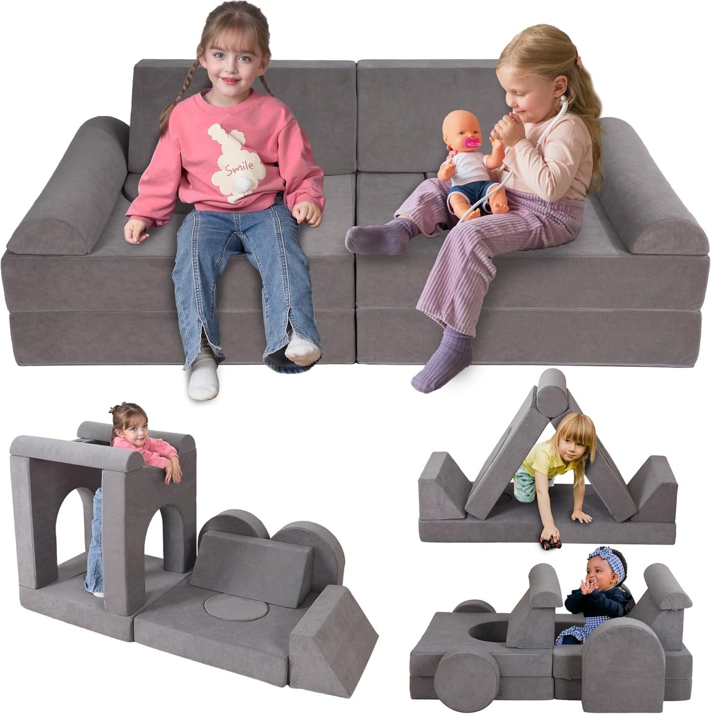Winhomish Sofá para niños pequeños, 12 piezas, sofá modular de jueg...